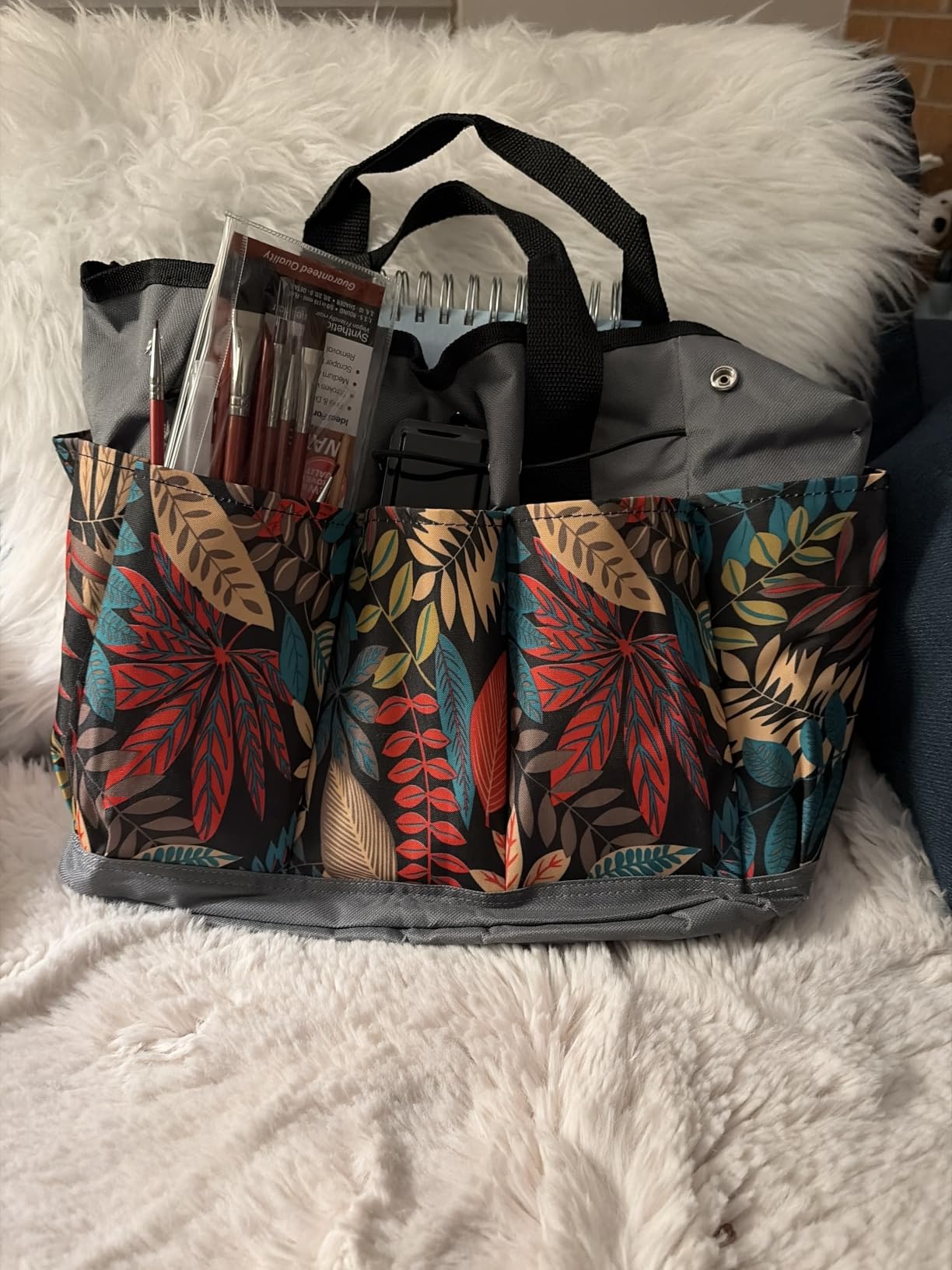 Garden Tool Bag Maple Leaf Gardening Bag with 8 Pockets Canvas Garden Tote Bag Women Men Garden Plant Tool Storage Bag (Tools NOT Included) customer photo 1