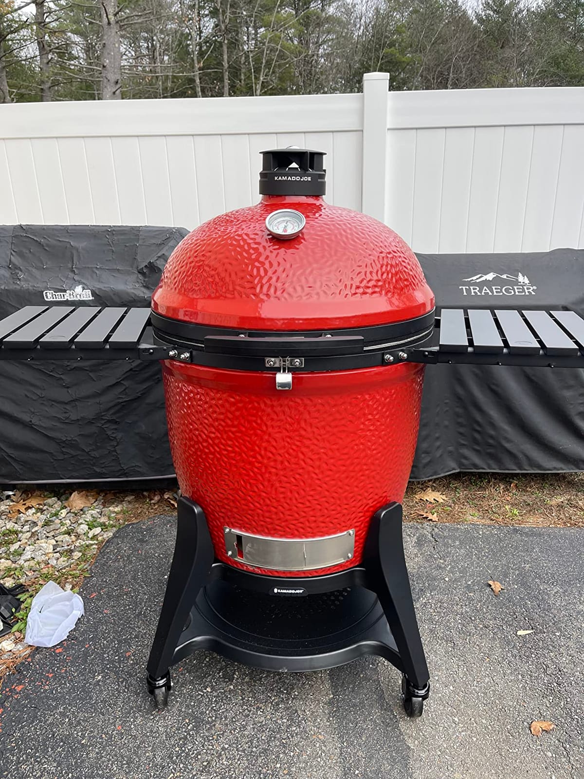 Big Joe Series III 24-inch Ceramic Charcoal Grill and Smoker with Premium Cart, SloRoller Insert and 450 Cooking Square Inches in Red, Model KJ15041021 customer photo 2
