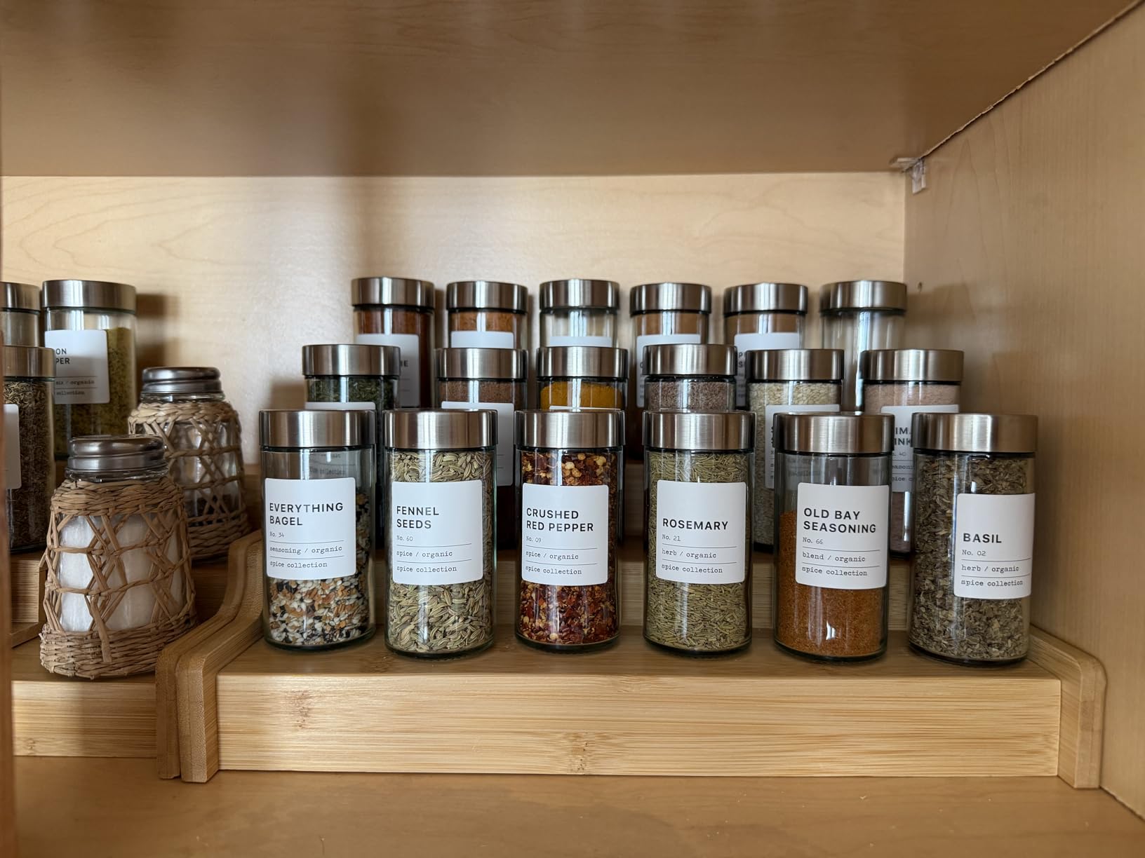Bamboo Spice Rack Cabinet Organizer - 3 Tier Wooden Expandable Walnut Display Shelf customer photo 1