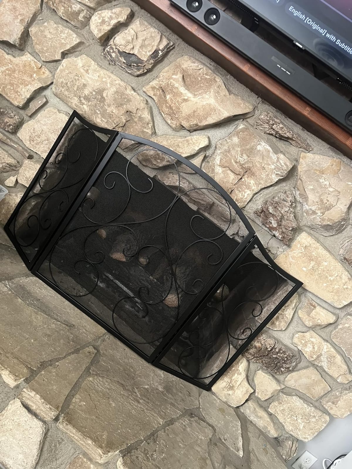 Fire Beauty 3 Panel Wrought Iron Fireplace Screen 48×30In(Black) customer photo 1