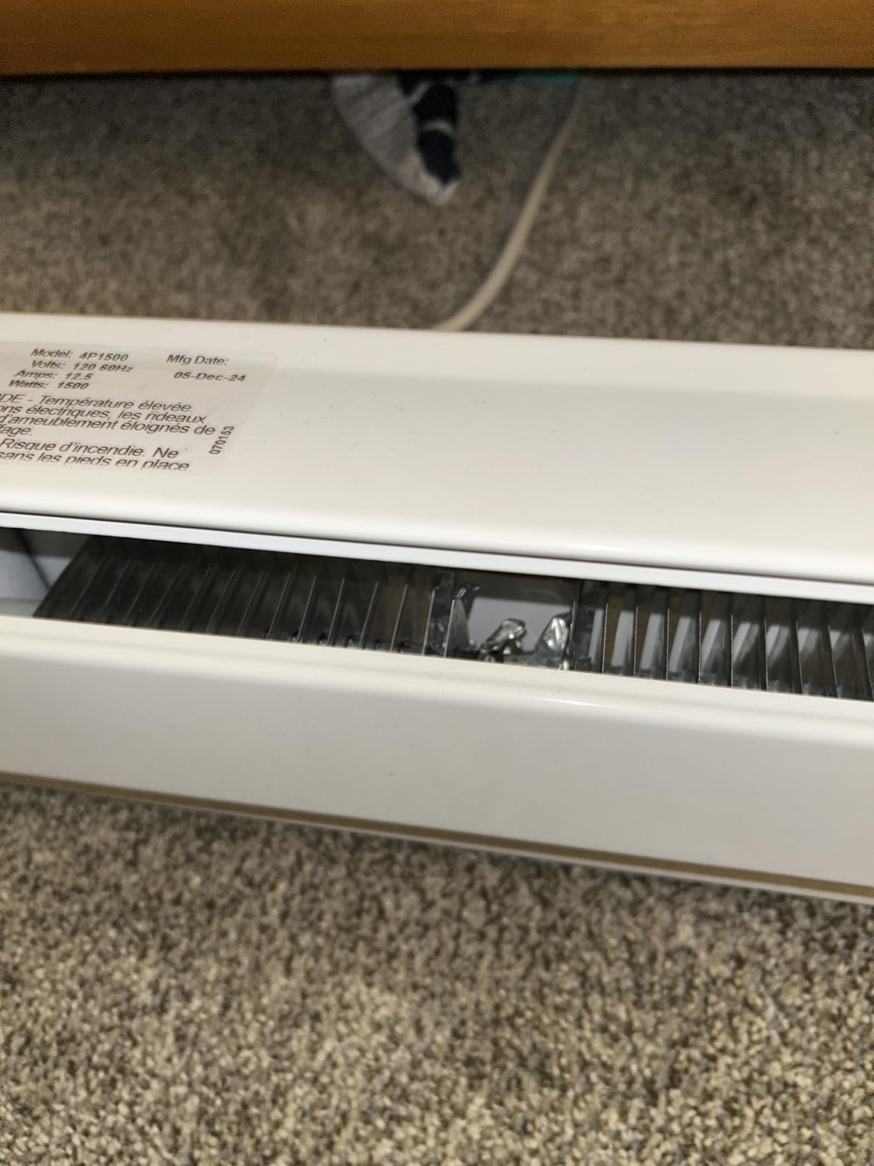 Cadet Portable Electric Baseboard Heater 1500W 120V Plug In, Thermostat customer photo 1