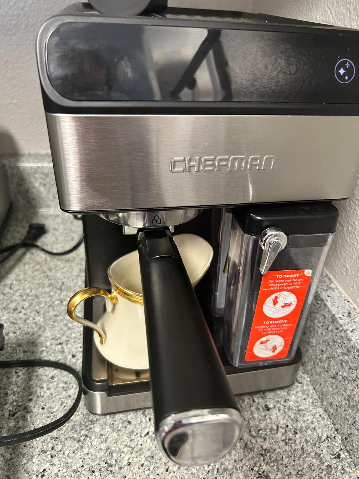 Chefman 6-in-1 Espresso Machine with Built-In Milk Frother, 15-BAR Pump, Digital Display, One-Touch Single or Double Shot for Cappuccinos and Lattes, XL 1.8-L Water Reservoir, Stainless Steel customer photo 1