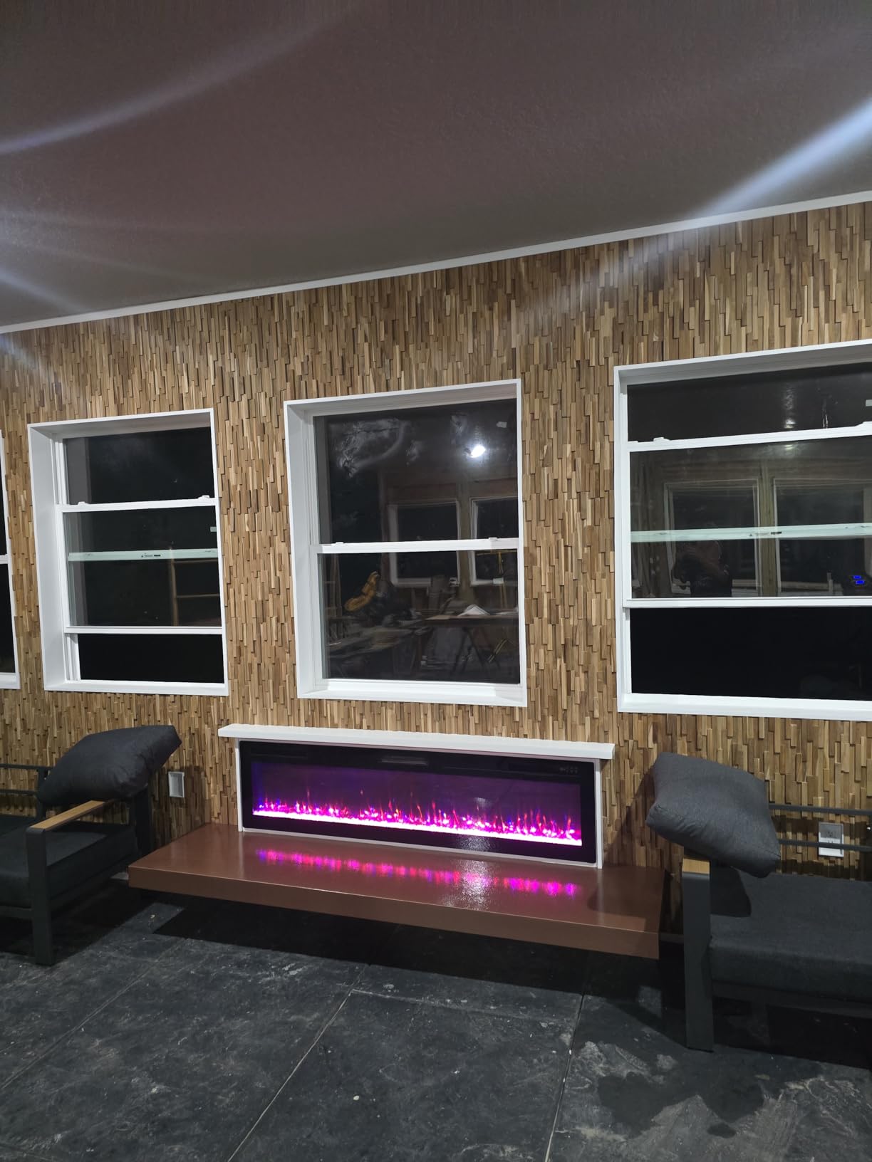 60 inch Ultra-Thin Silence Linear Electric Fireplace, Recessed Wall Mounted customer photo 2