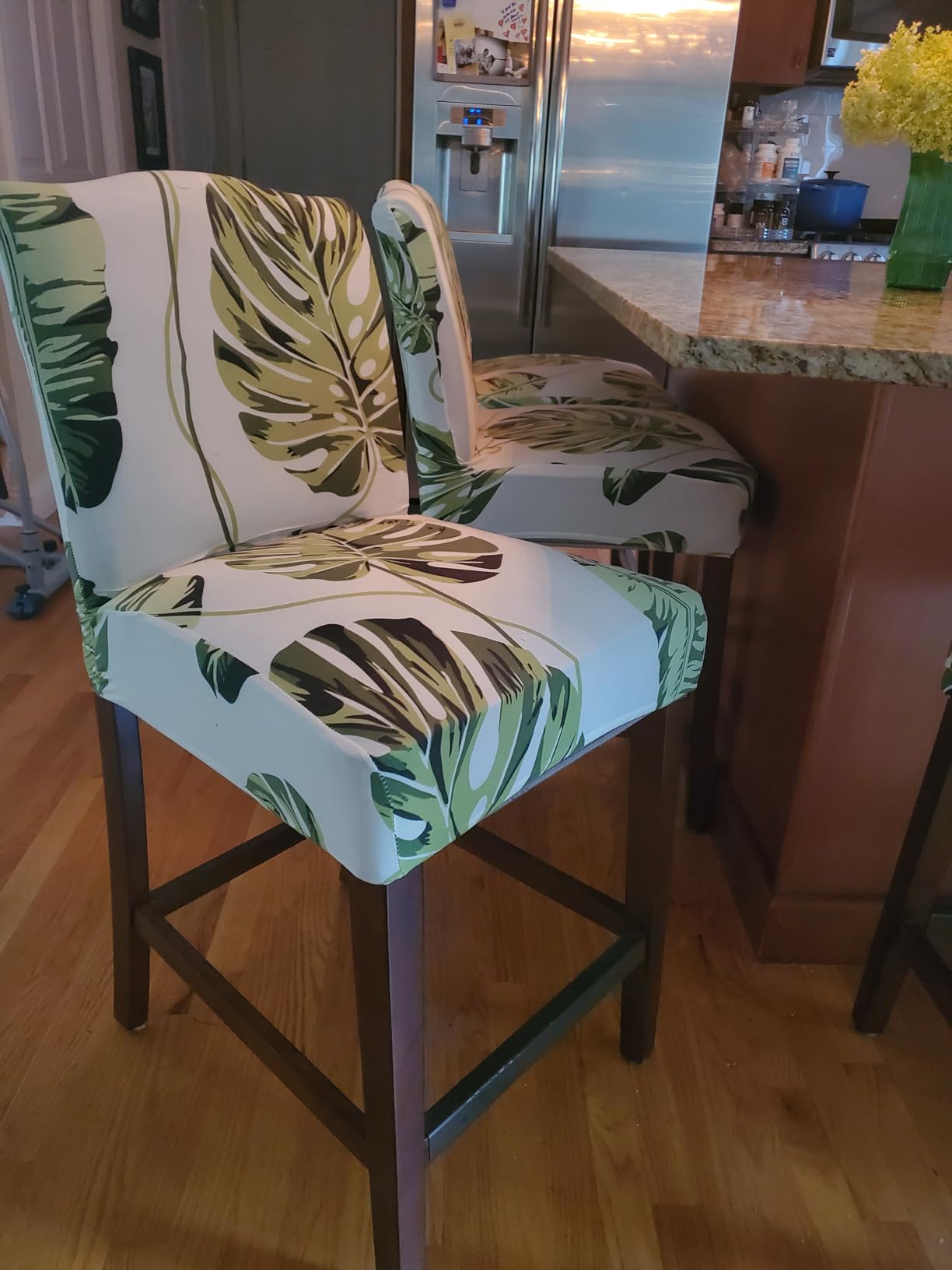 Lellen Bar Stool Chair Covers Set of 4,Jacquard Bar Stool Cover Barstool Covers Slipcovers Stretch Bar Stool Covers with Backs Bar Stool Protector Covers for Kitchen Dining Room Counter Island customer photo 1