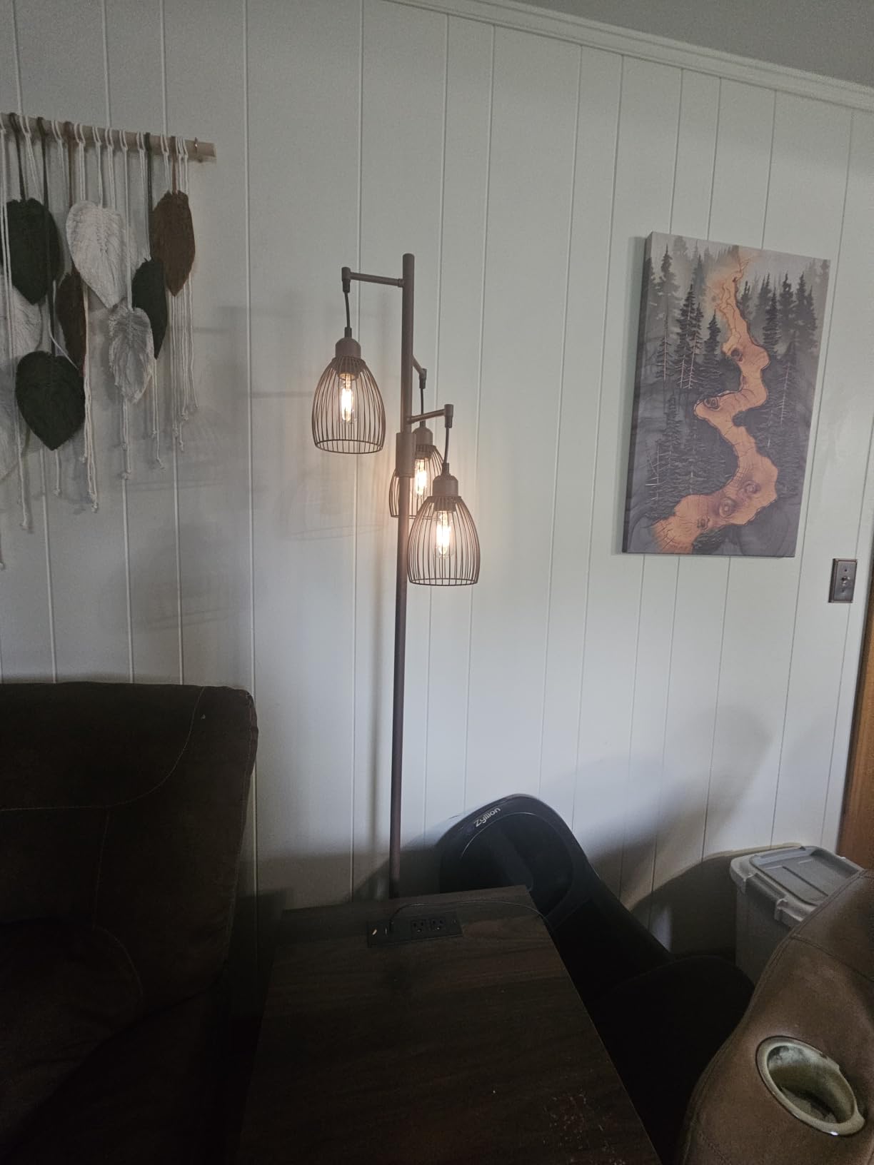 Dimmable Floor Lamp, 3 x 800LM LED Edison Bulbs Included, Farmhouse Industrial Floor Lamp Standing Tree Lamp with Elegant Teardrop Cage Tall Lamps for Living Room Bedroom Office Dining Room-Black customer photo 1