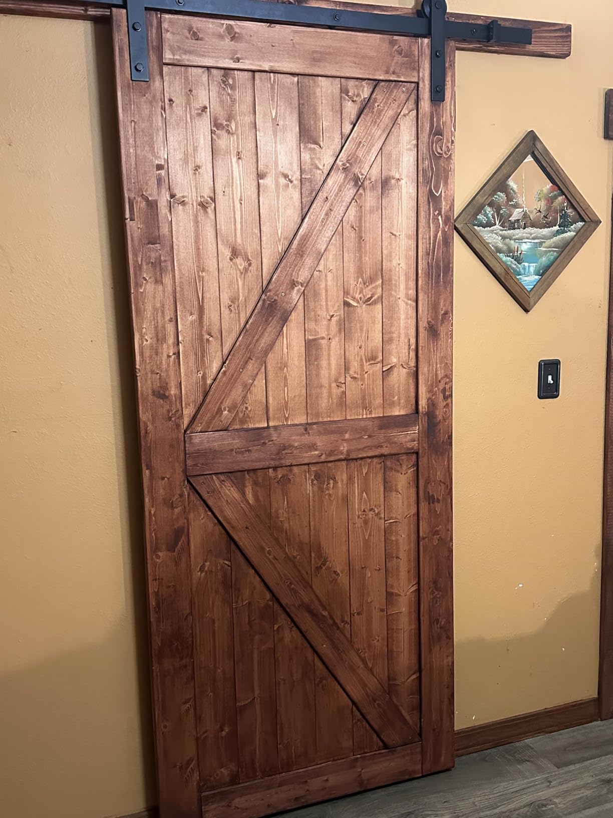 EaseLife 36in x 84in Sliding Barn Door with 6.6FT Barn Door Hardware Kit & Handle Included,Solid Spruce Wood Door,Assemblely Required,Stainable, K-Frame customer photo 1