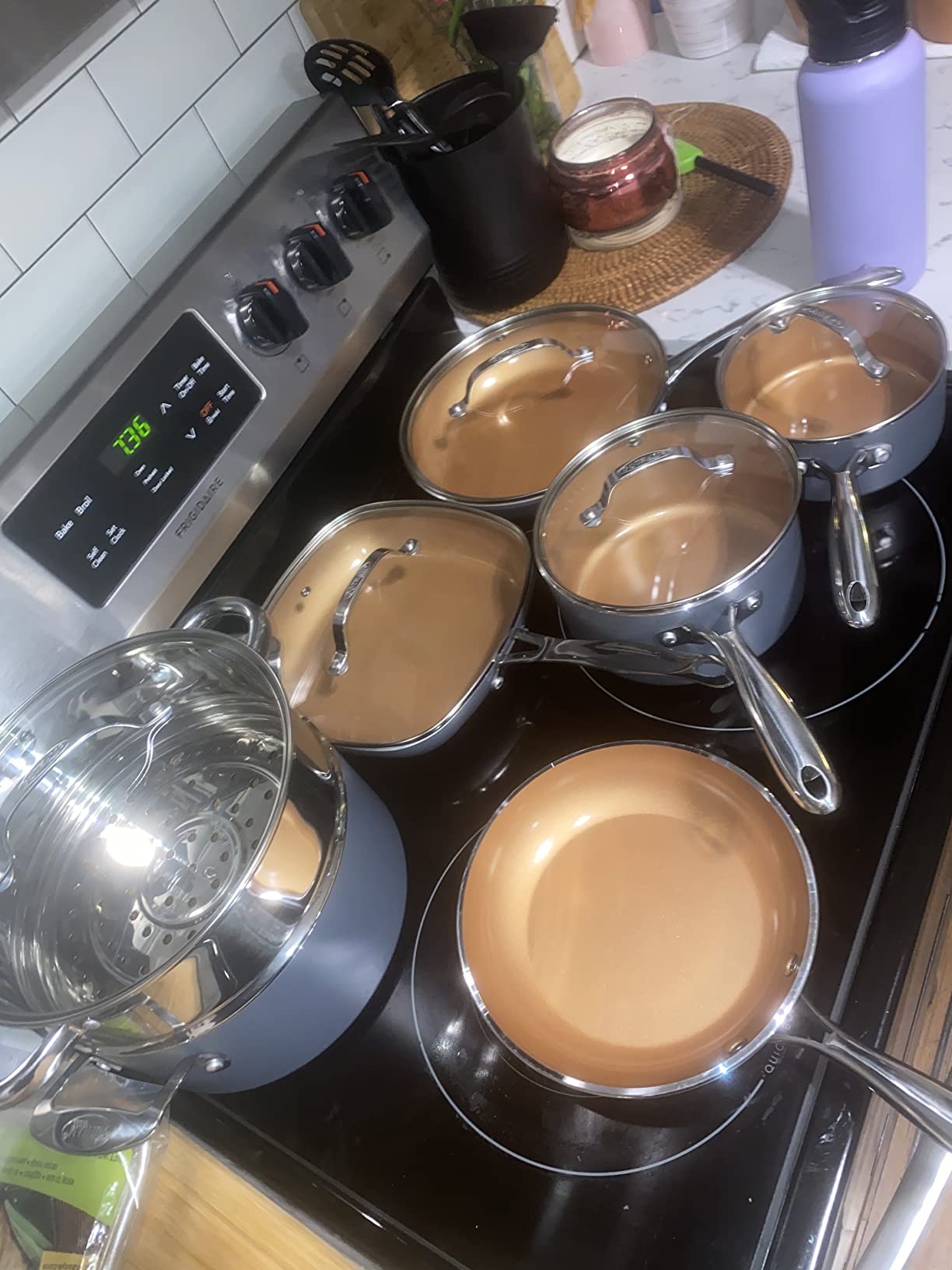 GOTHAM STEEL 12 Pc Ceramic Cookware Set, Diamond & Titanium Reinforced customer photo 1
