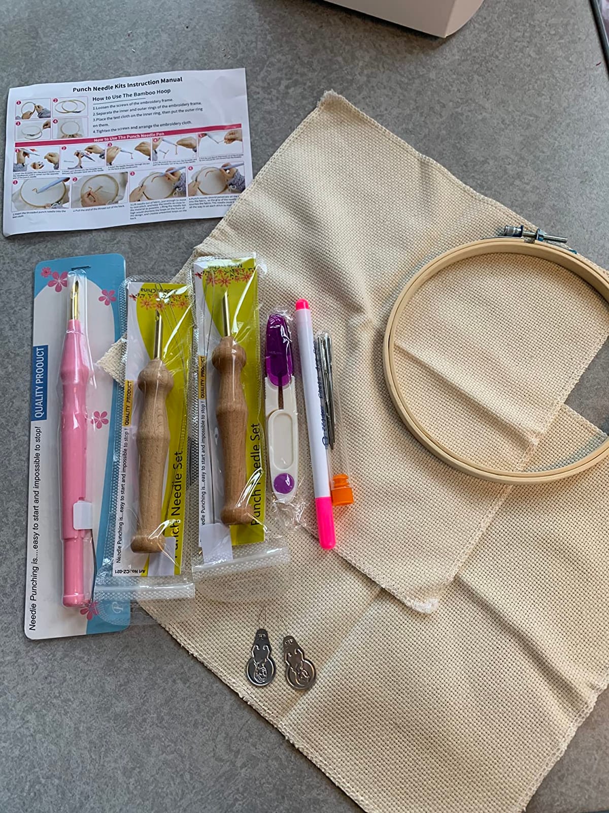 MSDADA 21PC Punch Needle Kit, Adjustable Punch Needle Tool, Wooden Handle Embroidery Pen Kits, Hoops, Cloth, Punch Needle Set Adults Beginner for DIY Craft, Perfect for Decoration and Gifts(Blue) customer photo 2