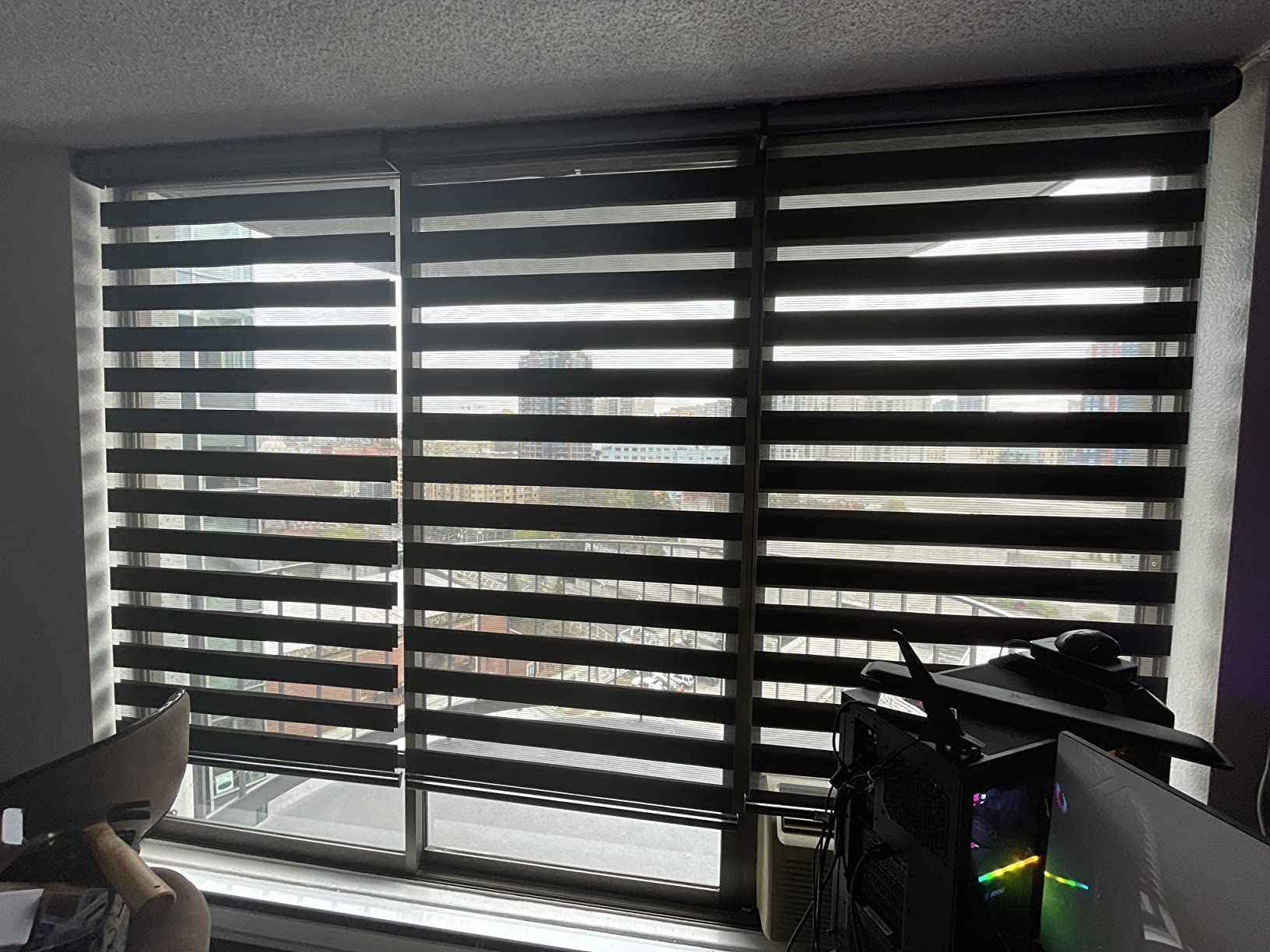 Changshade Cordless Zebra Blinds for Windows, Modern Dual Layer Zebra Blinds with Light Filtering & Privacy Control,Easy Install Zebra Blinds for Indoor Windows,(27