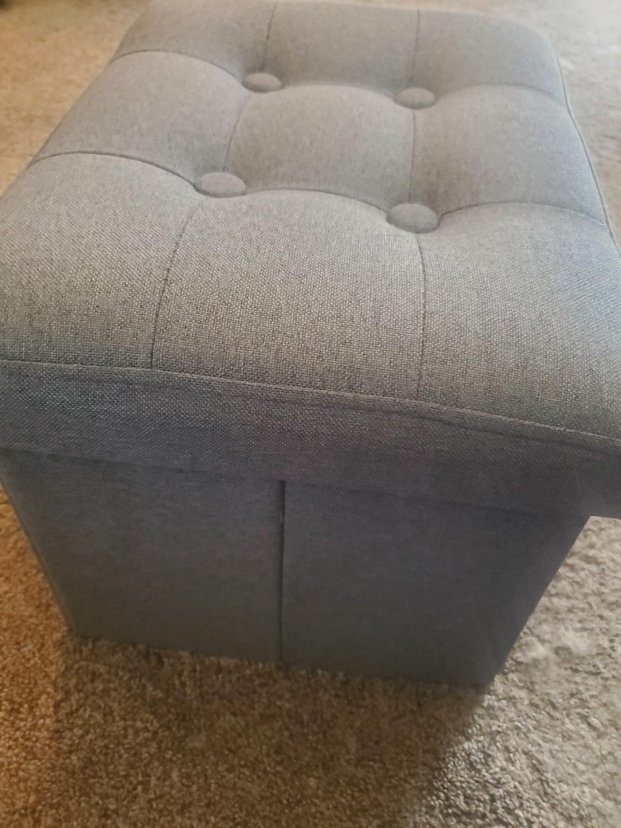 ALASDO Storage Ottoman Footrest Stool Small Ottoman with Storage Foldable Ottomans Foot Rest Footstool Bench for Living Room 17x13x13inches Grey customer photo 1