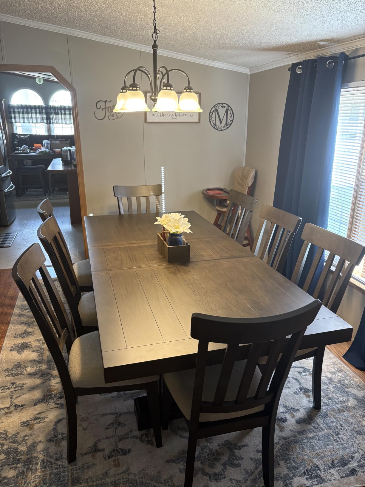 Steve Silver Furniture Napa 9pc Dining Table Set, 72-90-108 Dining Table w/ 2-18 Leaves, 8 Upholstered Side Dining Chairs, Farmhouse Design, Dining Room, 72 L x 42 W x 30.5 H, Brown customer photo 1