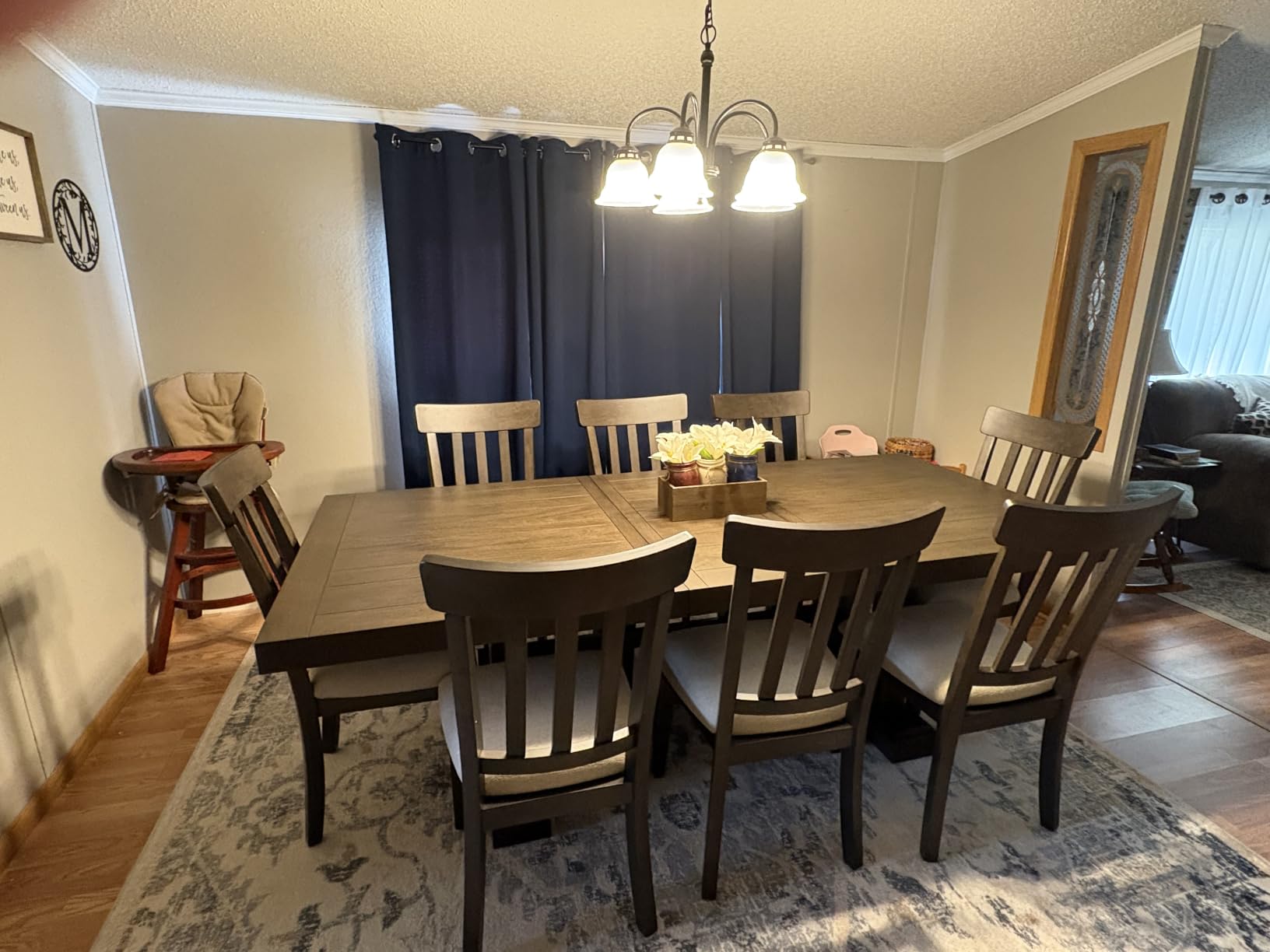 Steve Silver Furniture Napa 9pc Dining Table Set, 72-90-108 Dining Table w/ 2-18 Leaves, 8 Upholstered Side Dining Chairs, Farmhouse Design, Dining Room, 72 L x 42 W x 30.5 H, Brown customer photo 2