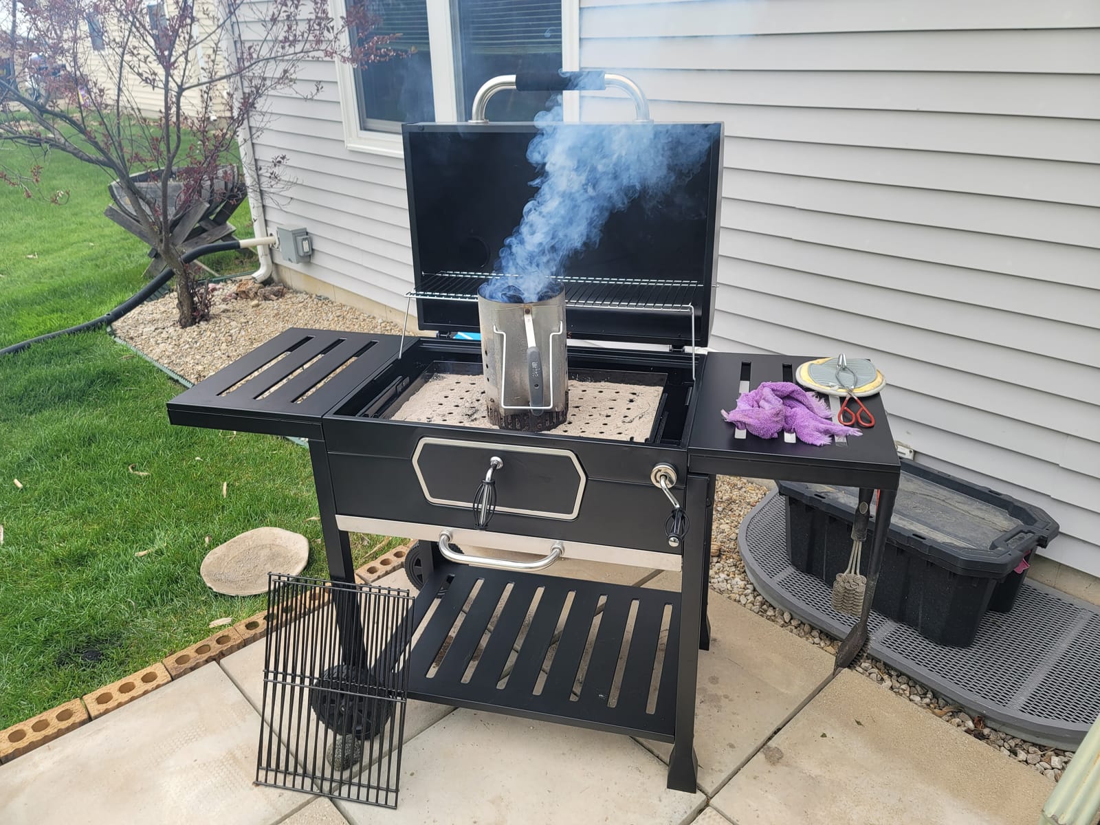 Royal Gourmet CD2030AN Deluxe 30-Inch Charcoal Grill, Collapsible Tables | Large BBQ Smoker, Crank Handle, Front Charcoal Access Door, Temperature Gauge, Picnic Camping Patio Backyard Cooking, Black customer photo 2