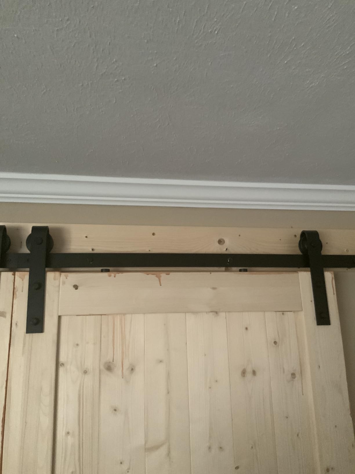 FREDBECK 36in x 84in Wood Barn Door with 6.6FT Barn Door Hardware Kit Included K Shape Solid Spruce Panel Need to Assembly customer photo 2
