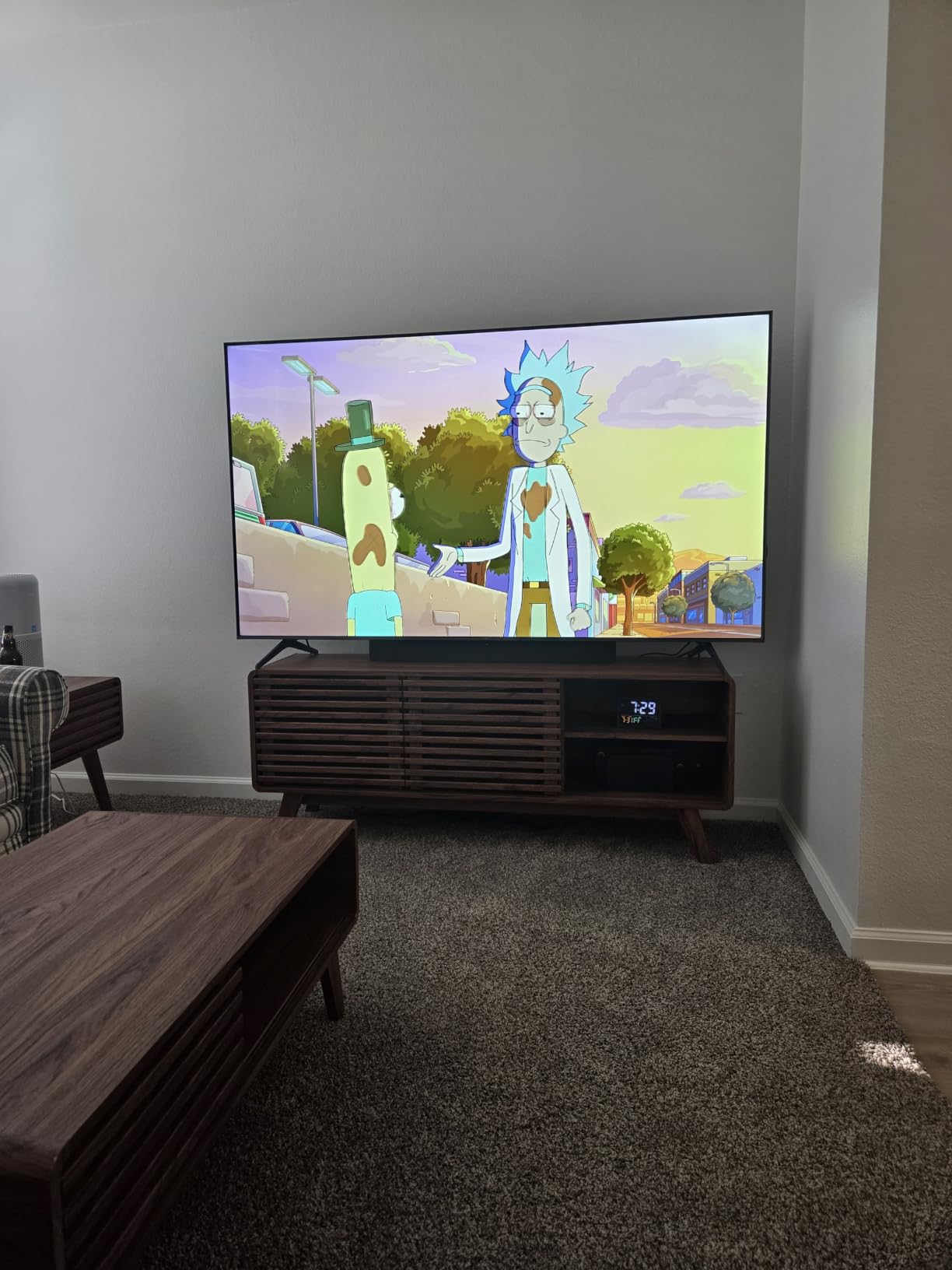 mopio Ensley TV Stand, Mid Century Modern for 55/60/65 inch TV, Farmhouse TV Stand, Entertainment Center with Storage, TV and Media Console for Living Room (Walnut, 59 inch Low) customer photo 1