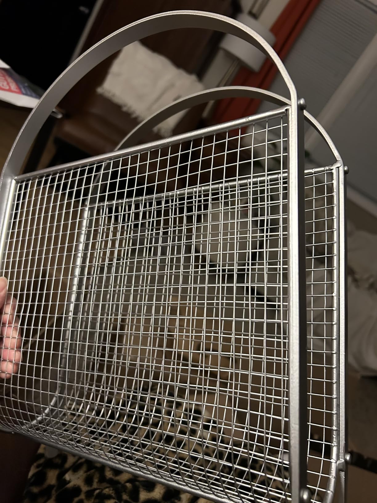 MyGift Mid Century Brass Tone Metal Mesh Magazine Rack Storage Basket customer photo 1