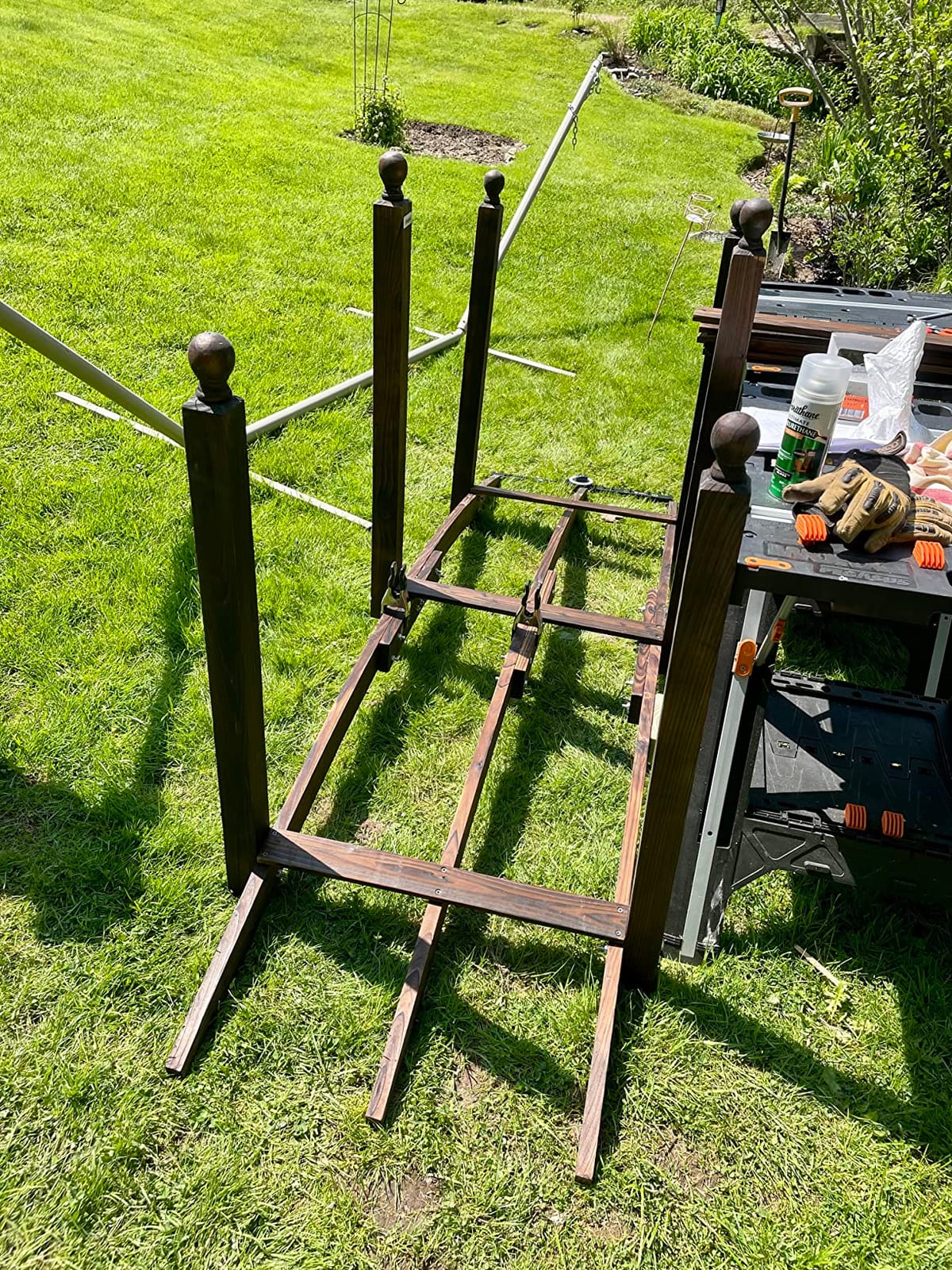Outsunny 7.5' Wooden Arch Garden Bridge Safety Rails for Ponds Carbonized customer photo 1