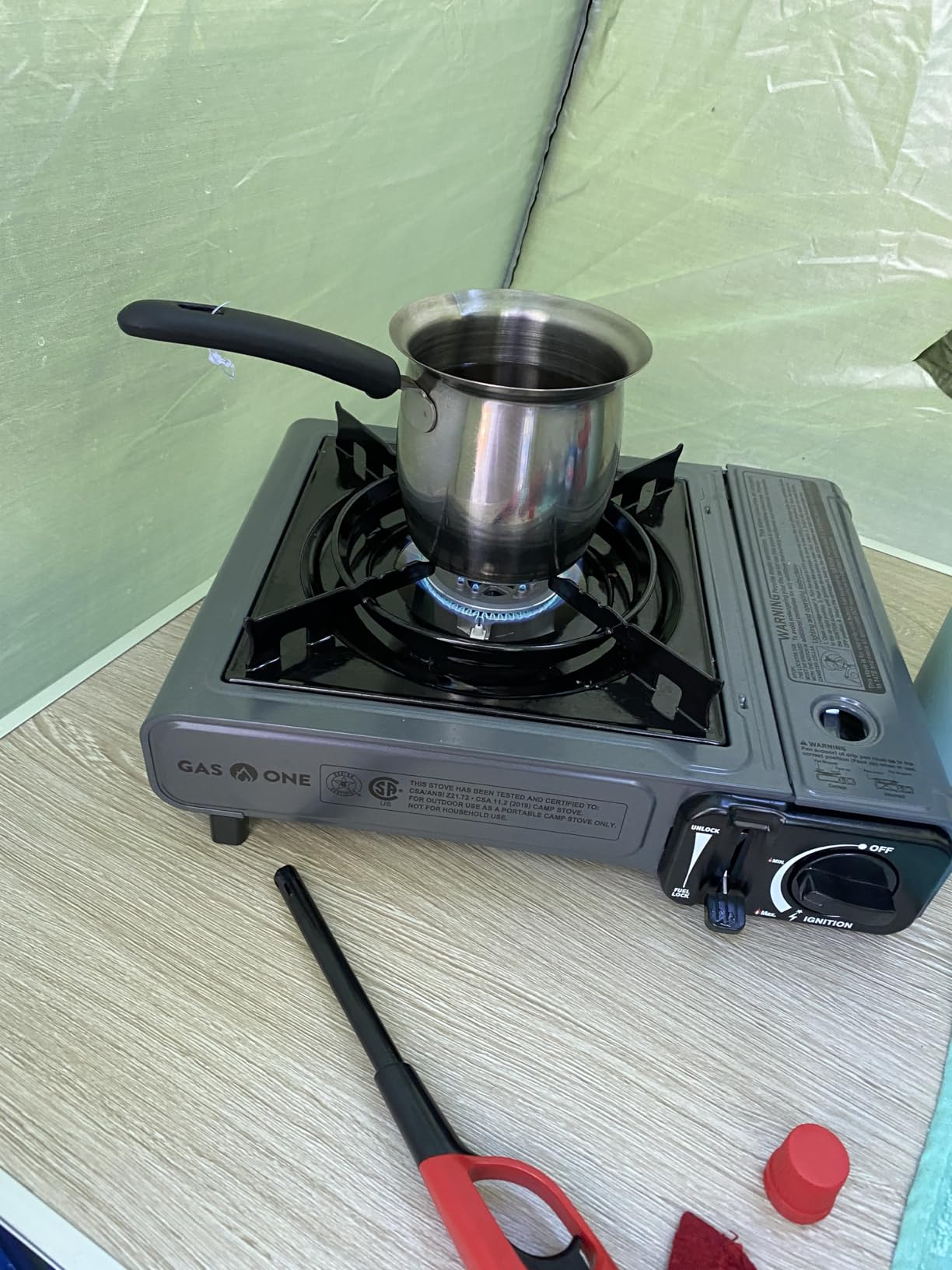 Gas One Portable Butane Camping Stove with Case: Automatic Ignition, Precise Heat Control - Camping & Tailgating and Outdoor Cooking customer photo 2