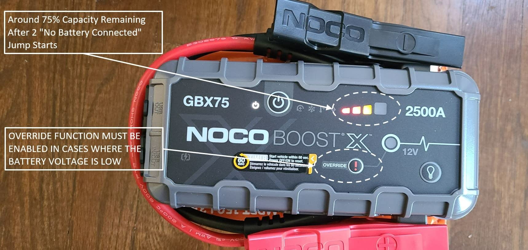 NOCO Boost GBX75 2500A UltraSafe Jump Starter, 12V Lithium Battery Booster | Spark-Proof & Reverse Polarity Protection, For Car, Truck, Motorcycle, SUV, Boat, ATV, RV, up to 8.5L Gas & 6.5L Diesel customer photo 1