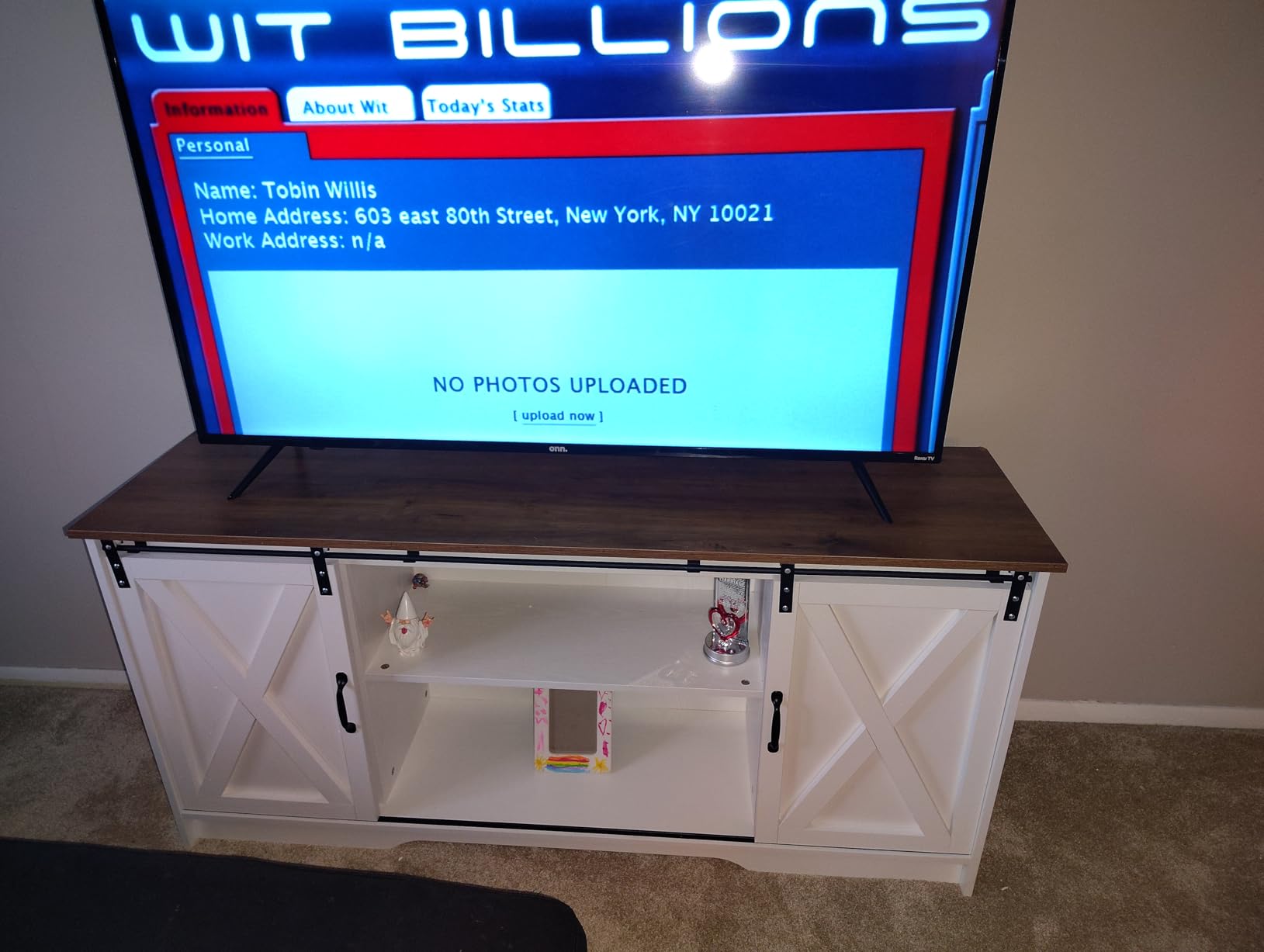 4 EVER WINNER TV Stand for 65 Inch TV for Living Room, Modern Farmhouse Barn Door TV Stand with Storage Cabinets and Adjustable Shelves for Bedroom, Media Entertainment Center TV Console Table, White customer photo 2