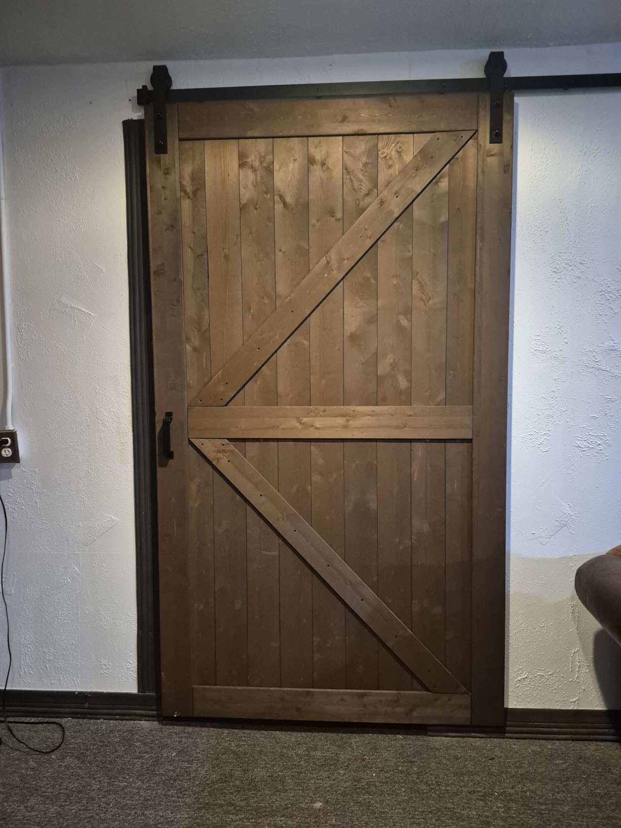 36x84 inch Sliding Barn Wood Door Slab with 6.6ft Hardware Kit and Handle, Coffee, K Shape, Simple DIY Assembly customer photo 1