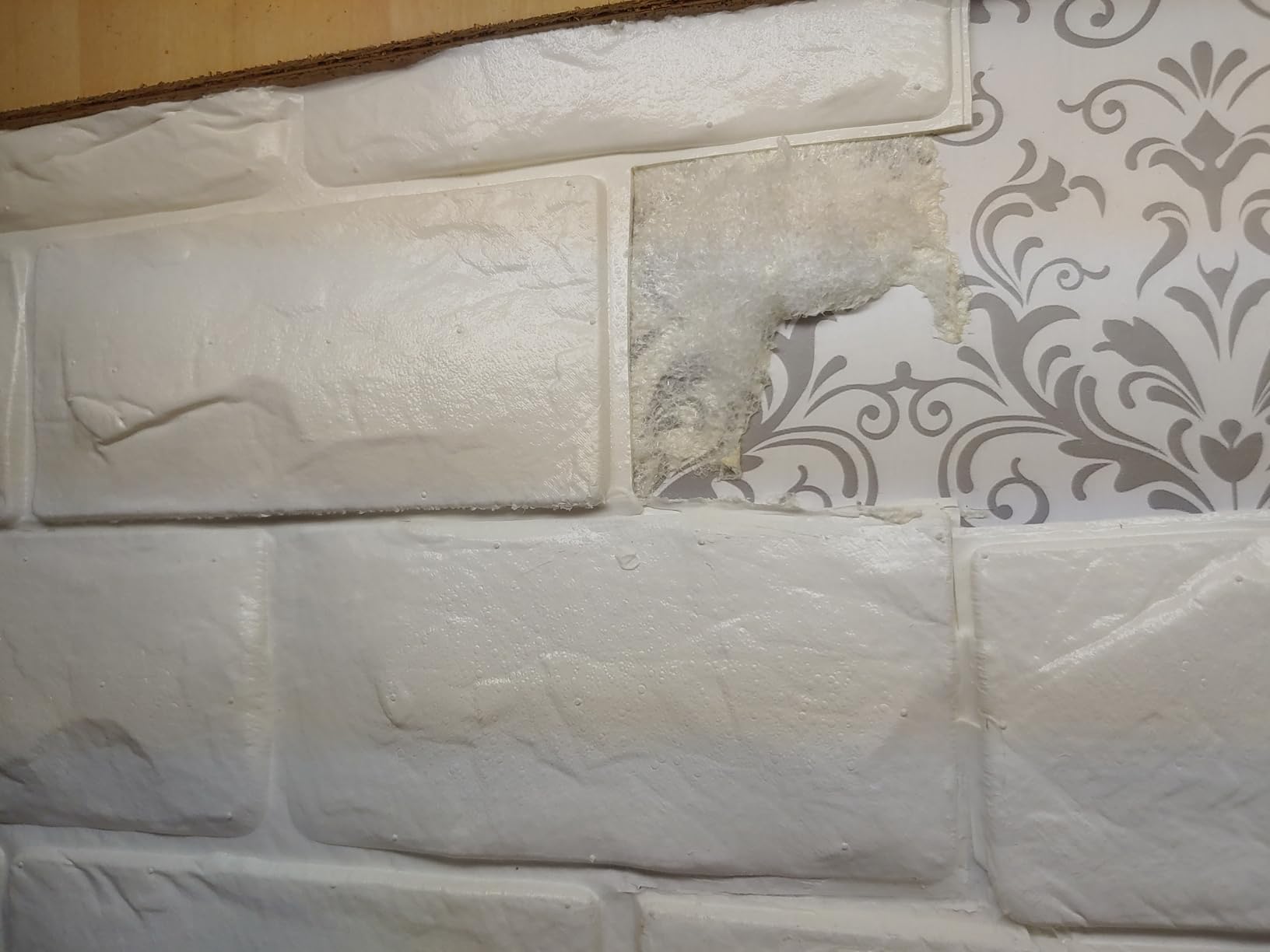 30 Pcs 3D Wall Panels, White Brick Printable 3D Wallpaper Stick and Peel, Self Adhesive Waterproof Foam Faux Brick Paneling for Bedroom, Bathroom, Kitchen, Fireplace (29.06 sq feet Coverage) customer photo 2