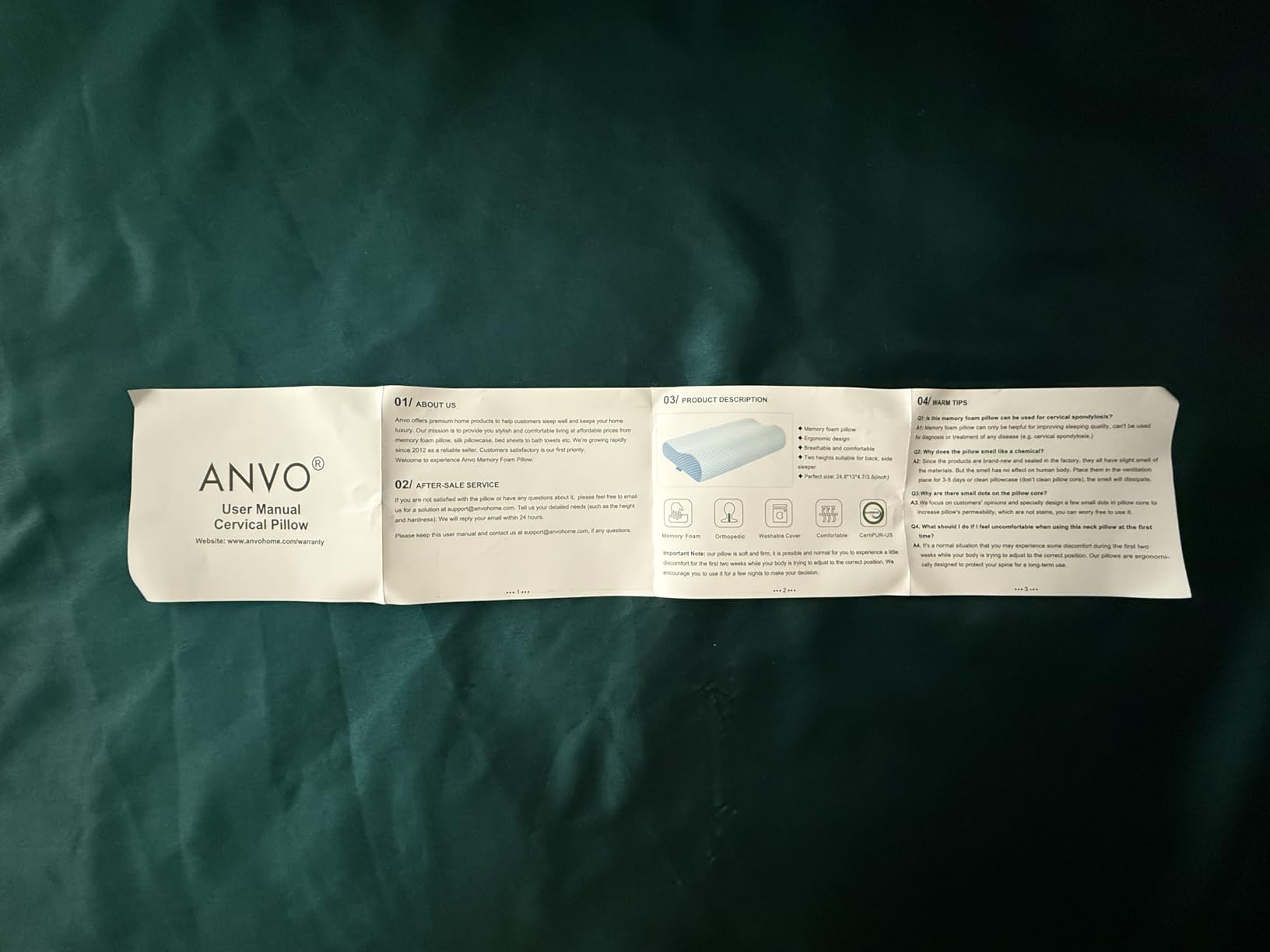 Anvo Memory Foam Pillow, Neck Contour Cervical Orthopedic Bed Pillow for Sleeping Side Back Stomach Sleeper, Ergonomic Design for Neck and Shoulder Pain Relief, Blue White, Firm customer photo 2