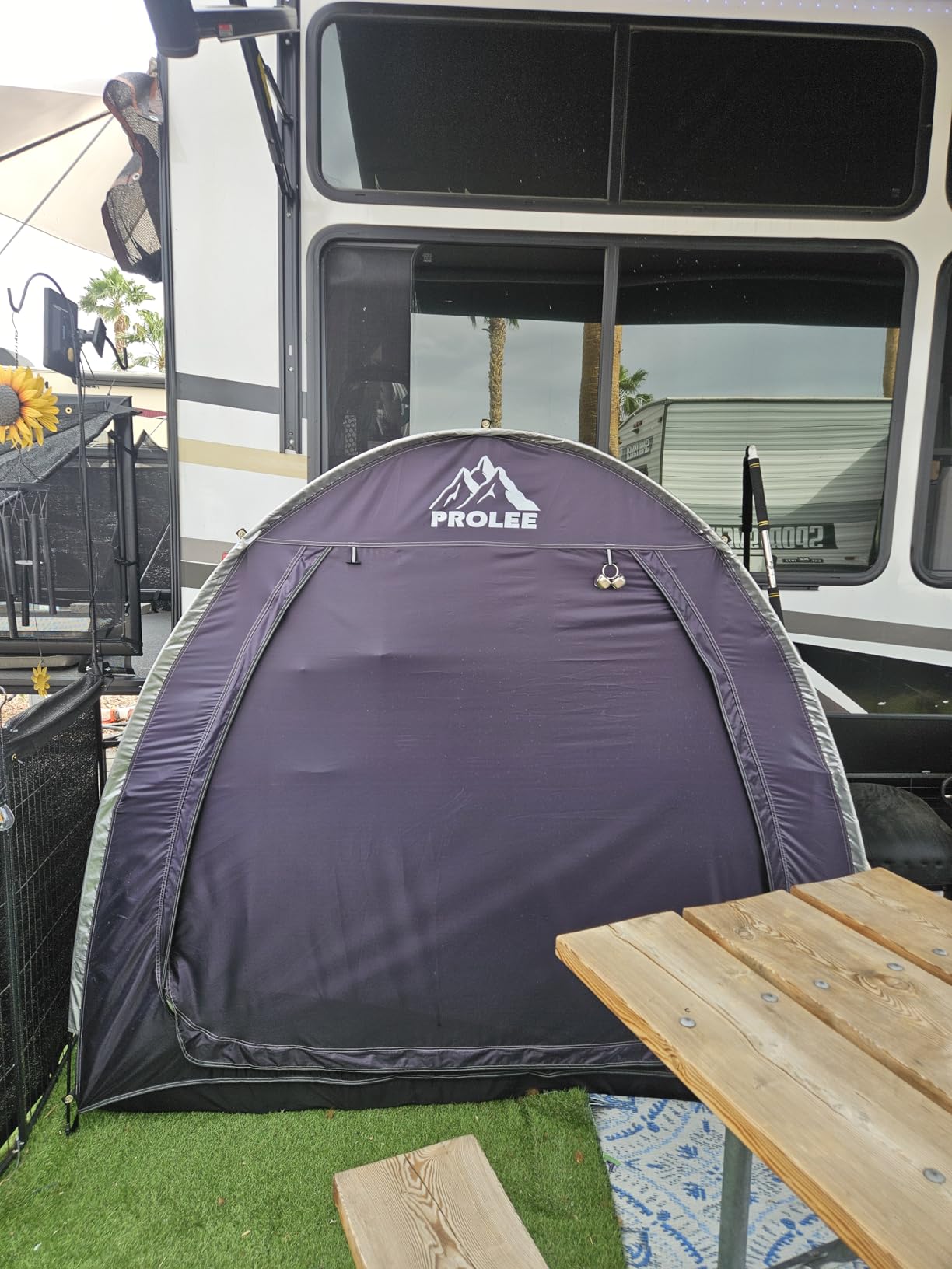 PROLEE Bike Shed 6.6FT, Waterproof Oxford Fabric Storage Tent for 2 Bikes, Outdoor Storage with Window Design, Black customer photo 1