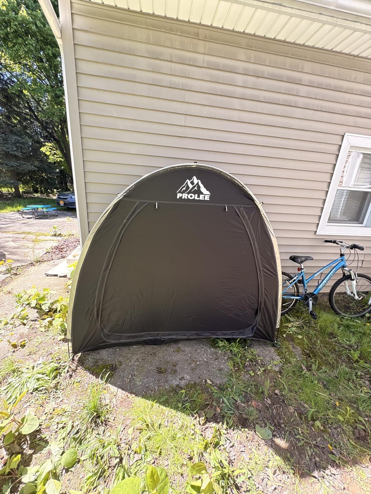 PROLEE Bike Shed 6.6FT, Waterproof Oxford Fabric Storage Tent for 2 Bikes, Outdoor Storage with Window Design, Black customer photo 2