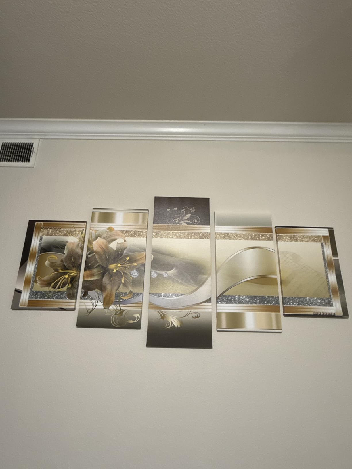 LUDUHU Orchid Flowers Canvas Print - Abstract Floral Wall Art - Yellow Poster for Bedroom (80x40inch Oversize) customer photo 2