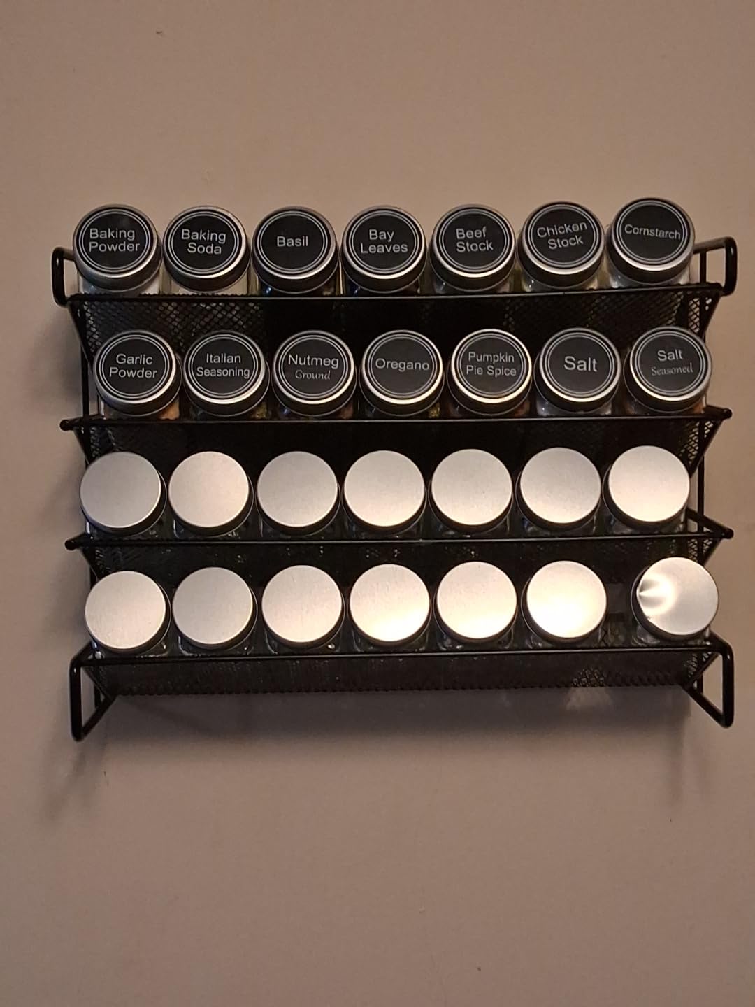 SpaceAid Spice Rack Organizer with 28 Spice Jars, 386 Spice Labels, Chalk Marker and Funnel Set for Cabinet, Countertop, Pantry, Cupboard or Door & Wall Mount - 28 Jars, 13.4