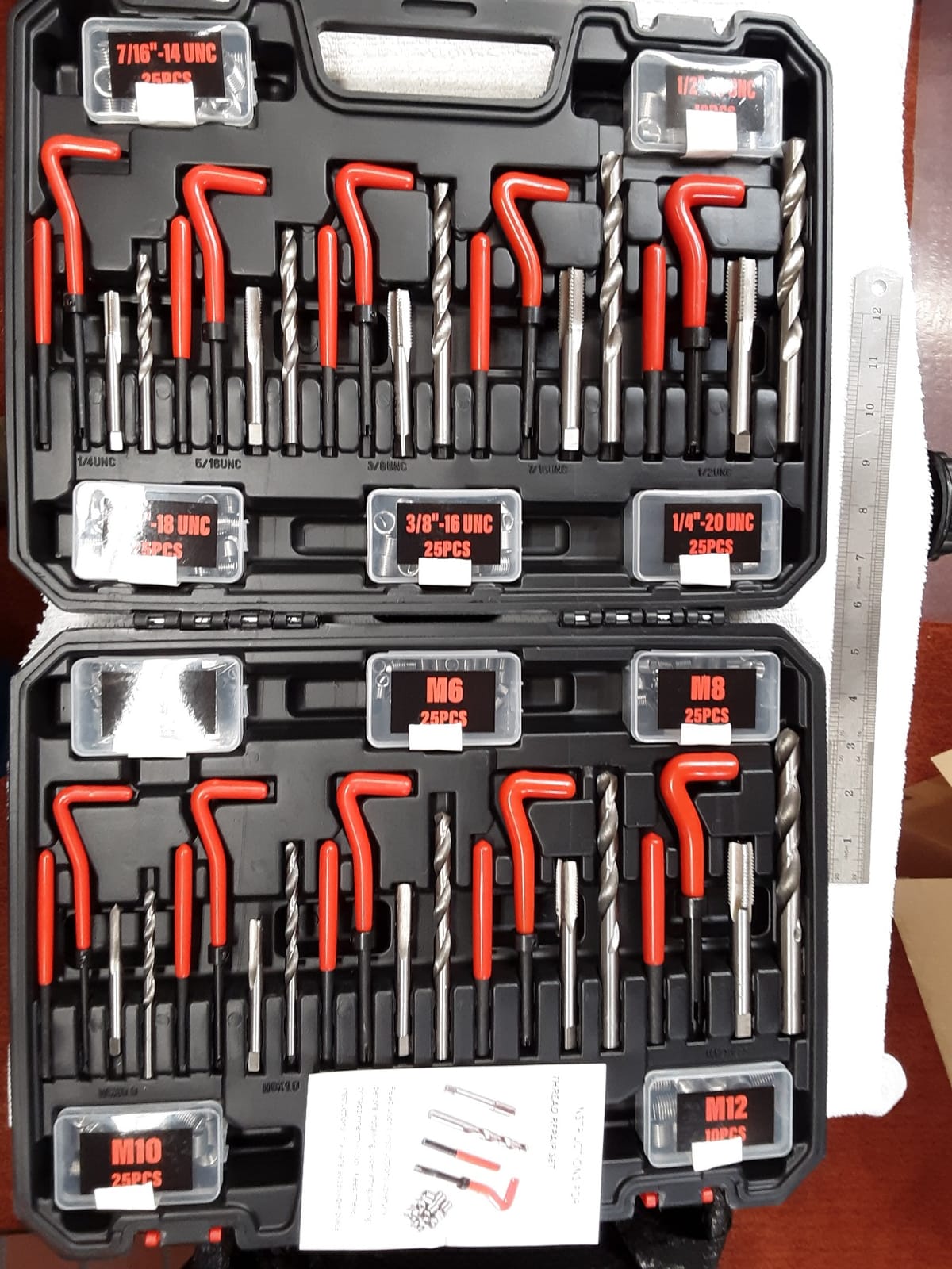 Thread Repair Kit, 261-Piece HSS Drill Helicoil Repair Kit SAE & Metric 1/4