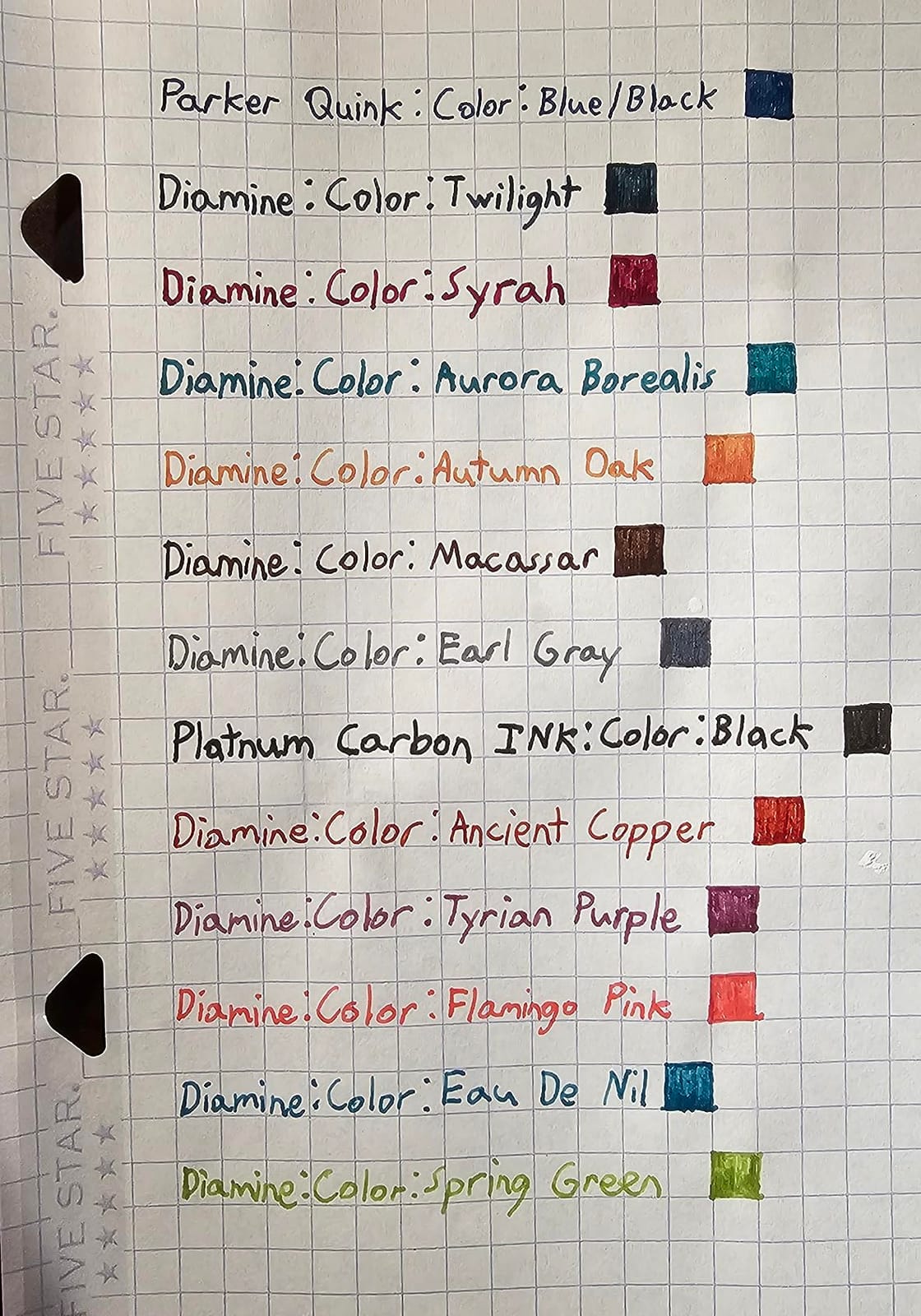 Diamine - 30ml Fountain Pen Ink - Colour Wheel - 6 x Bottles - Autumn Oak, Syrah, Macassar, Earl Grey, Aurora Borealis, Twilight customer photo 1