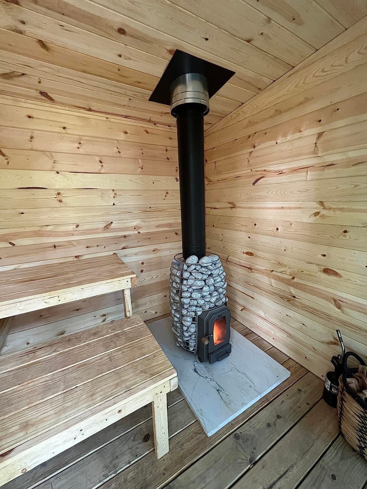 HUUM Hive Wood 13 kW Sauna Stove, 198 pounds of Rounded Olivine Stones Included (for saunas Between 210-460 cu ft.) customer photo 1