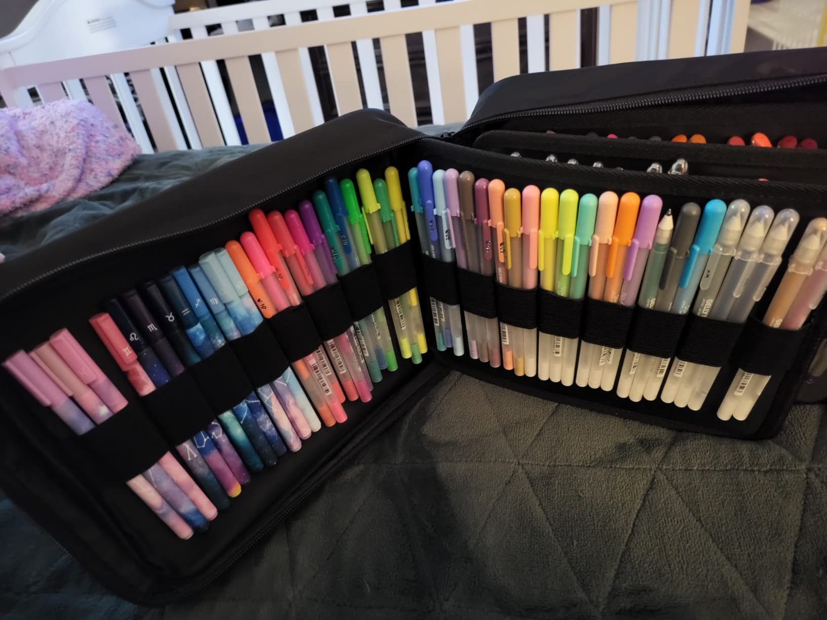 FINPAC Pencil Case Holder Slot, Large MultiLayer Watercolor Pen Bag w/Zipper Front Pocket, Big Organizer for 200 Colored Pencils/130 Gel Pens, Markers to Artists, Painters, Planners customer photo 1