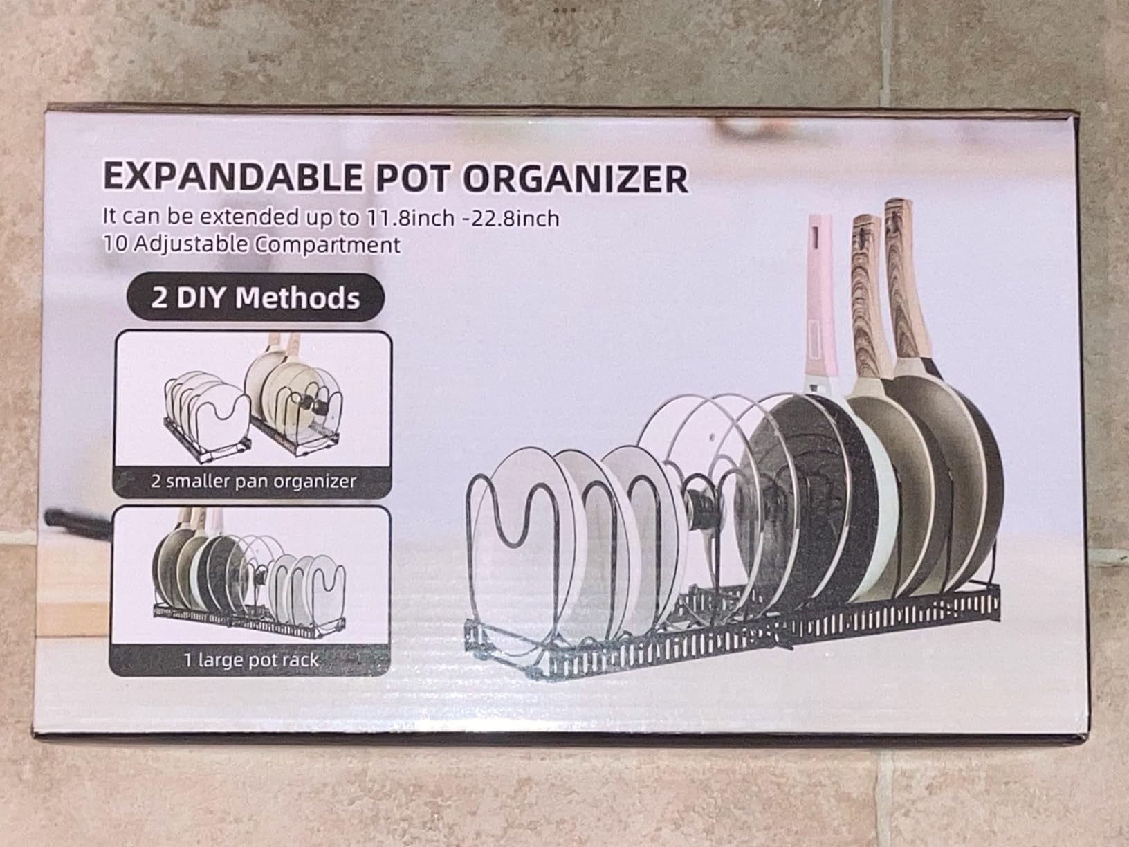ROOHUA Pot and Pan Lid Organizer Rack for Under Cabinet, 12