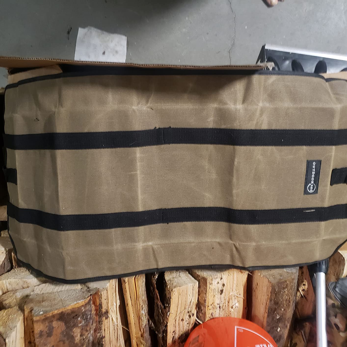 Firewood Bag Carrier - Extra Large Wood Bag for Firewood-Water Resistant Carrying Bag with Padded Handles & A Handy Side Pocket-24 L x19 H x12-Waxed Canvas Log Tote for Home or Camping customer photo 2