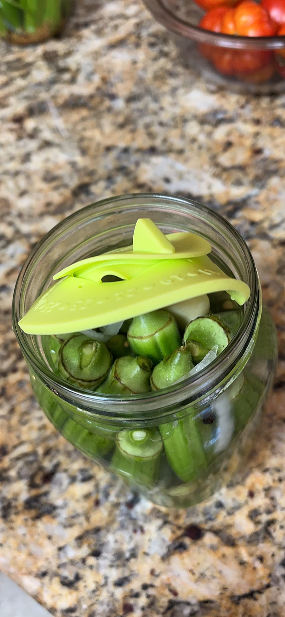 7pack Maintenance airlock waterless fermentation lids for wide mouth mason jars. Make Sauerkraut, Kimchi, Pickles, any fermented vegetable probiotic foods. BPA, mold free, dishwasher safe. customer photo 1