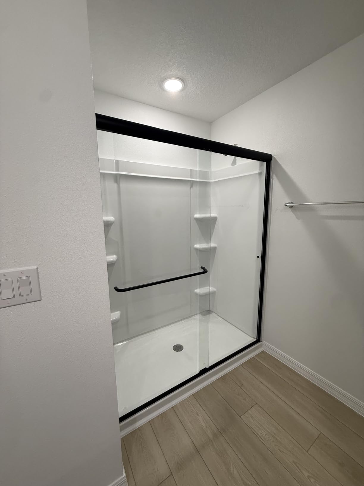ELEGANT Semi-Frameless Sliding Shower Door Adjustable 56-60 in. W x 72 in. H, Bathroom Sliding Shower Door with 1/4'' Clear Tempered Glass, Matte Black Finish Double Sliding Glass Shower Enclosure customer photo 2