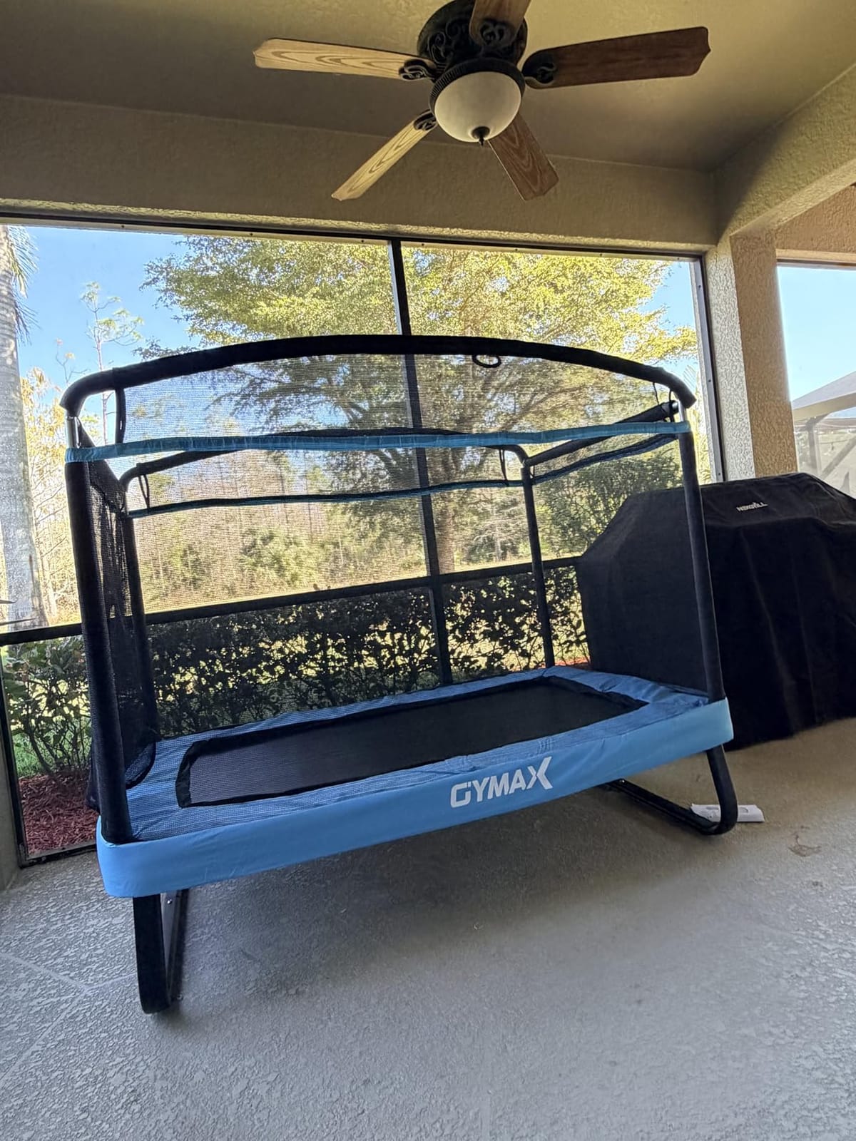 GYMAX Trampoline for Kids, 6FT Toddler Trampoline with Swing & Enclosure Safety Net, ASTM Approved Rectangle Recreational Trampoline for Indoor/Outdoor, Birthday for Baby Boys & Girls customer photo 2