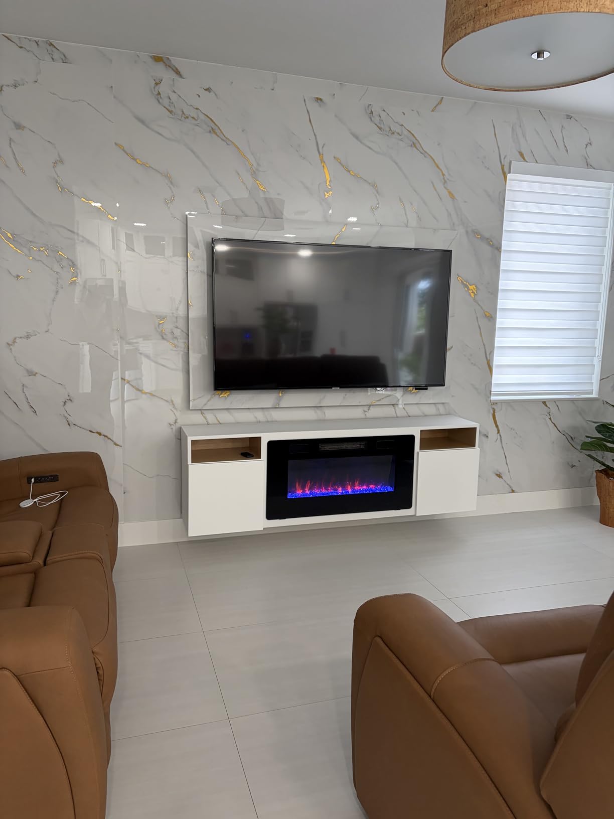 Electactic 36 Inch Electric Fireplace Insert Ultra-Thin - Recessed & Wall-Mounted Fireplace Heater with Thermostat, Adjustable Flame, Remote Control - Linear with Timer, Touch Screen, 750/1500W customer photo 2