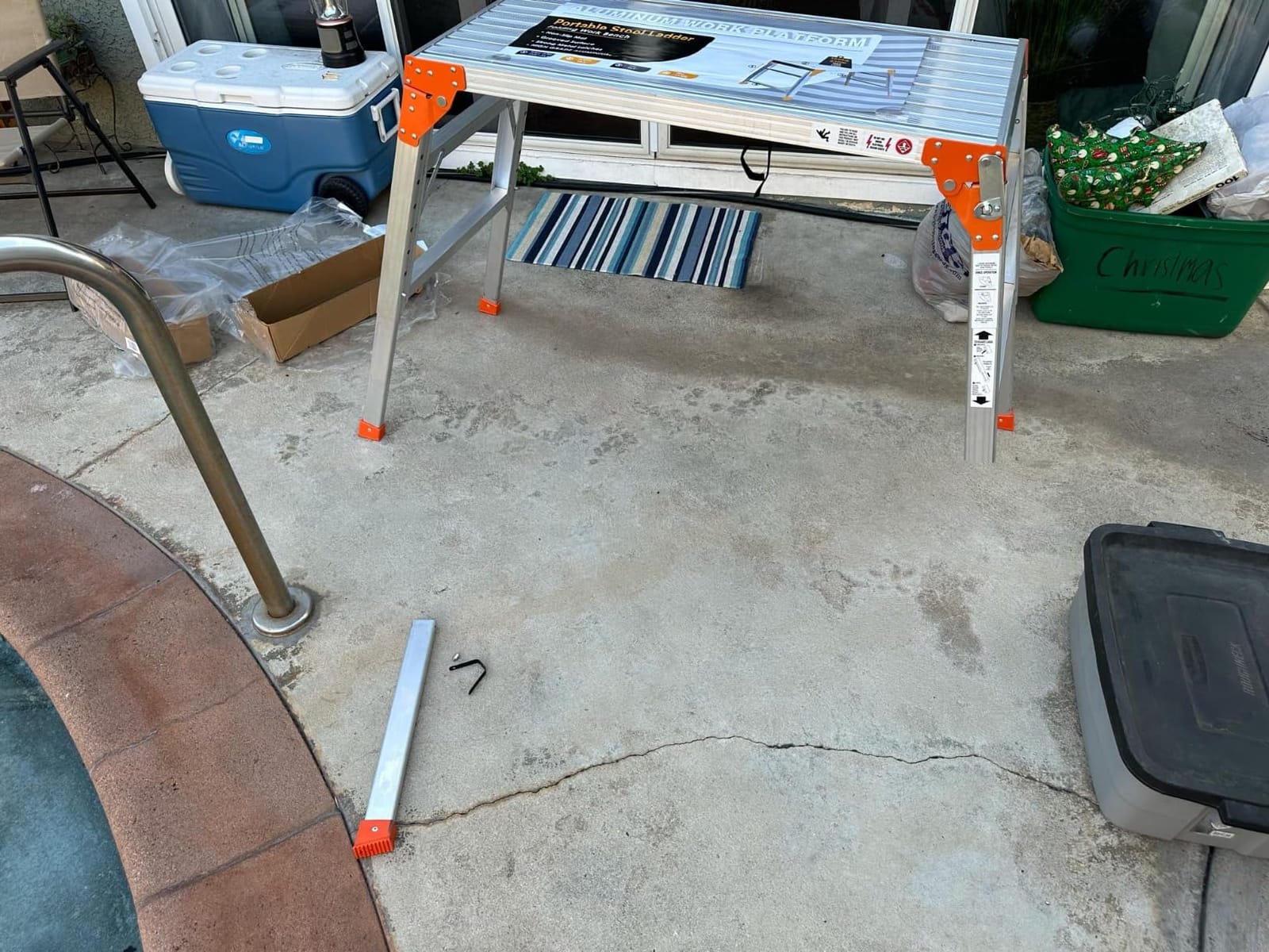 SHANTRA Multifunctional & Adjustable Work Platform with 330 lbs Capacity, 24 to 35 inches Step Ladder, Aluminum Folding Scaffolding Ladder, Heavy Duty Portable Work Bench Stool with Non-Slip Feet customer photo 2