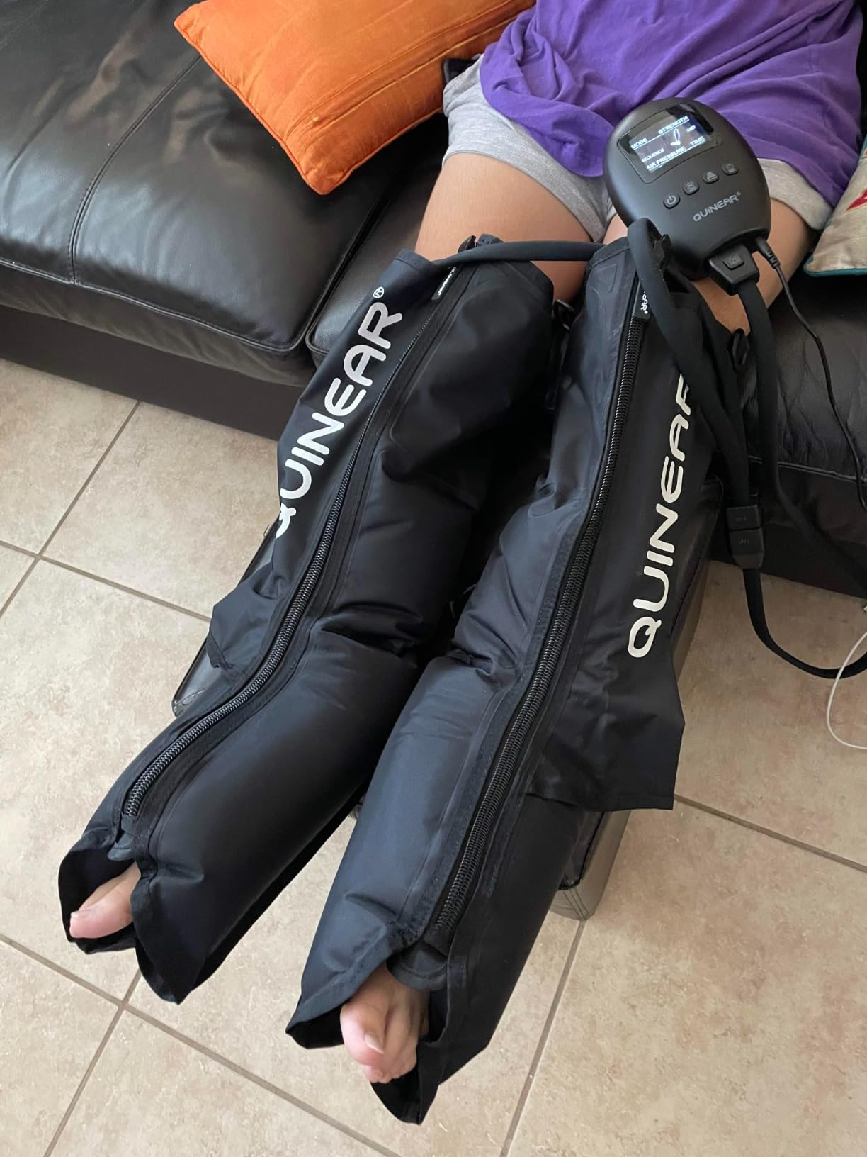 QUINEAR Leg Recovery System for Athletes, Air Compression Recovery Boots Massager for Circulation and Pain Relief - 9 Intensities 60-140 mmHg - FSA-HSA Eligible customer photo 1