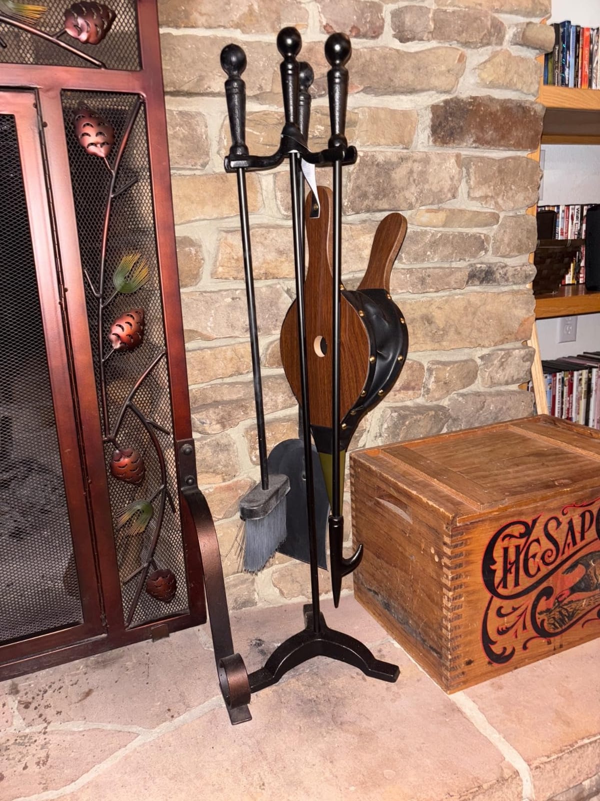 Gtongoko Fireplace Tools Set with Stand, 30-Inch Heavy Duty Steel customer photo 2