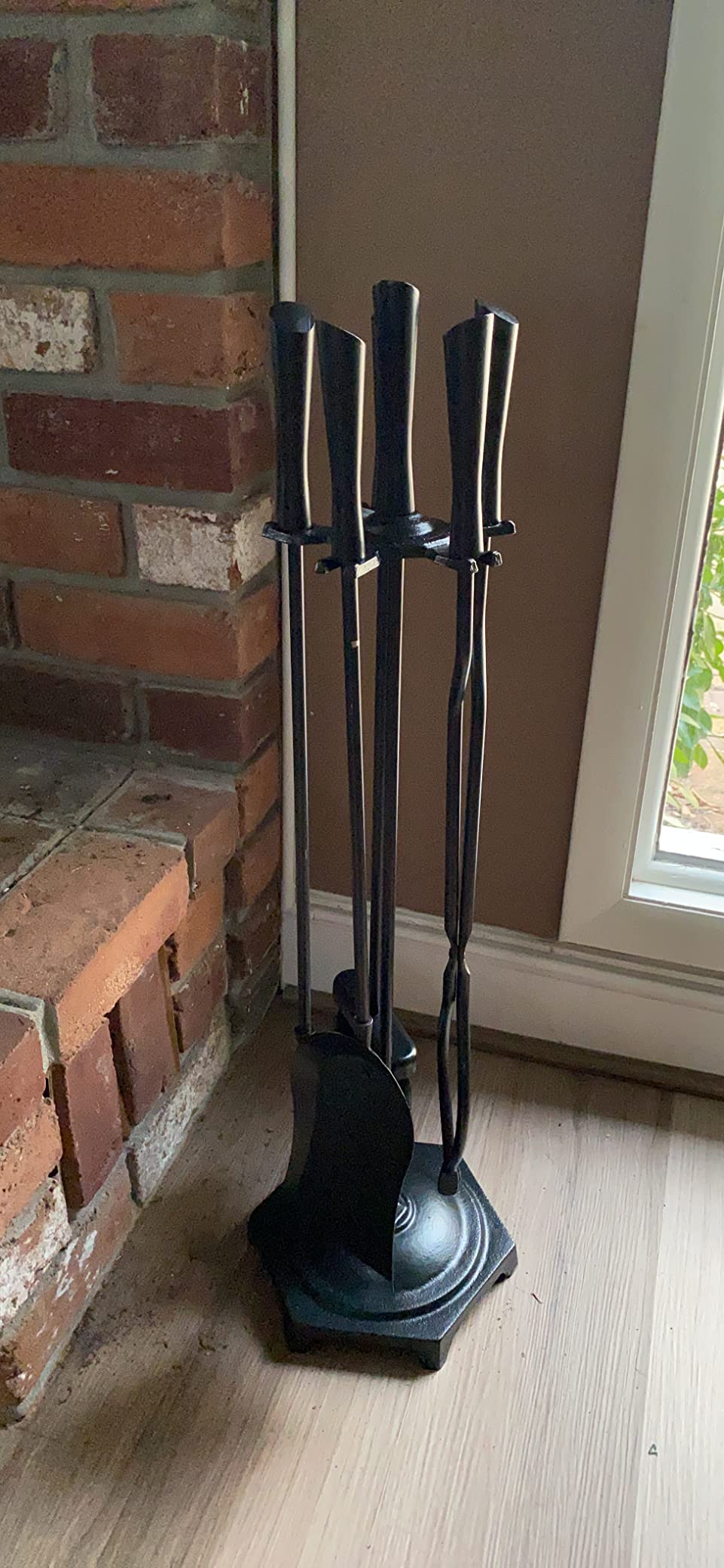 FEED GARDEN 5-Piece Fireplace Tools Set with Stand, Heavy Duty Wrought Iron customer photo 1