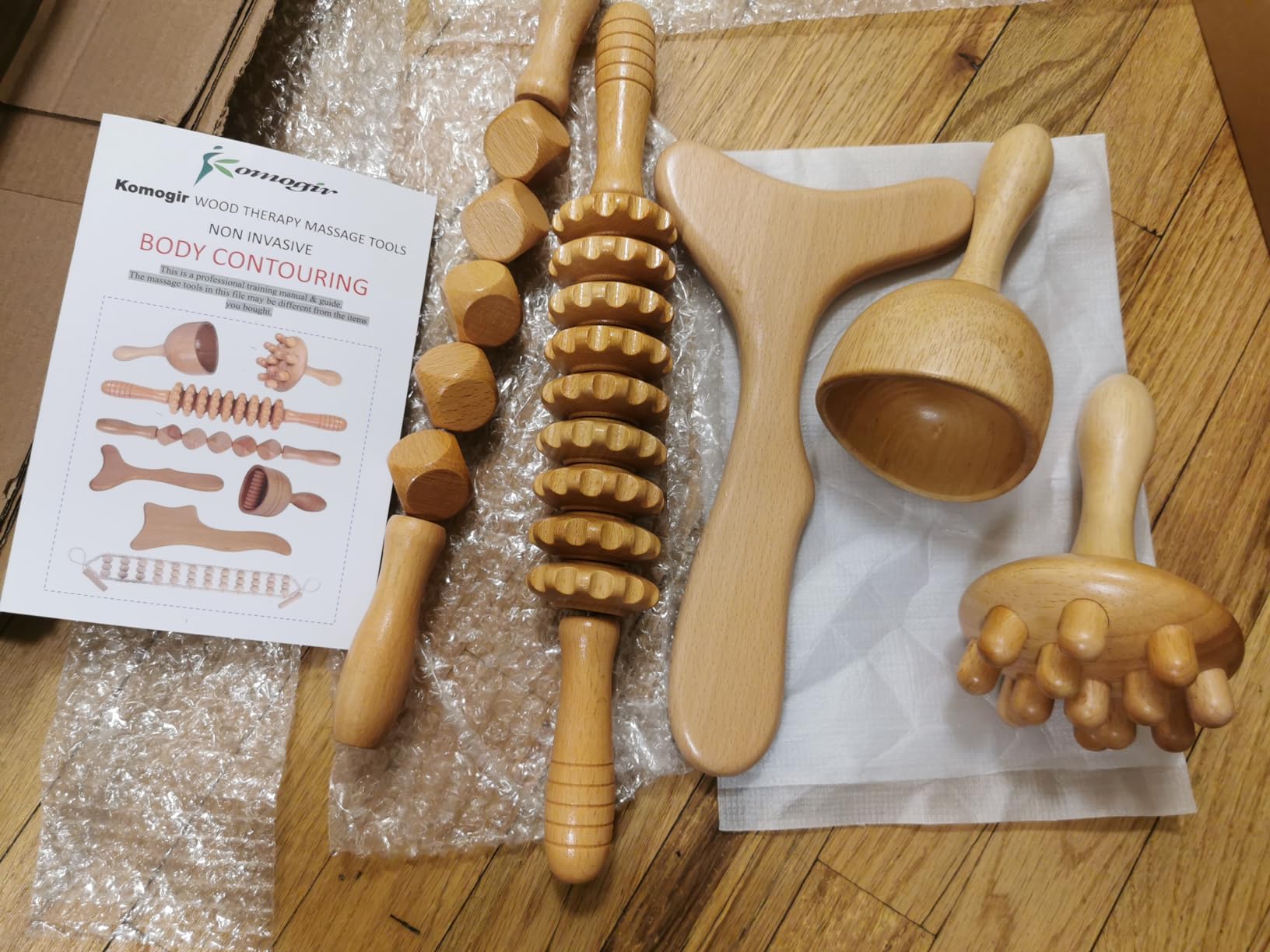 Komogir Wood Therapy Massage Tools 5-in-1 Lymphatic Drainage Massager Maderoterapia Kit Wooden Massager Body Sculpting Tools for Muscle Pain Relief, Anti-Cellulite, Body Contouring and Shaping customer photo 2