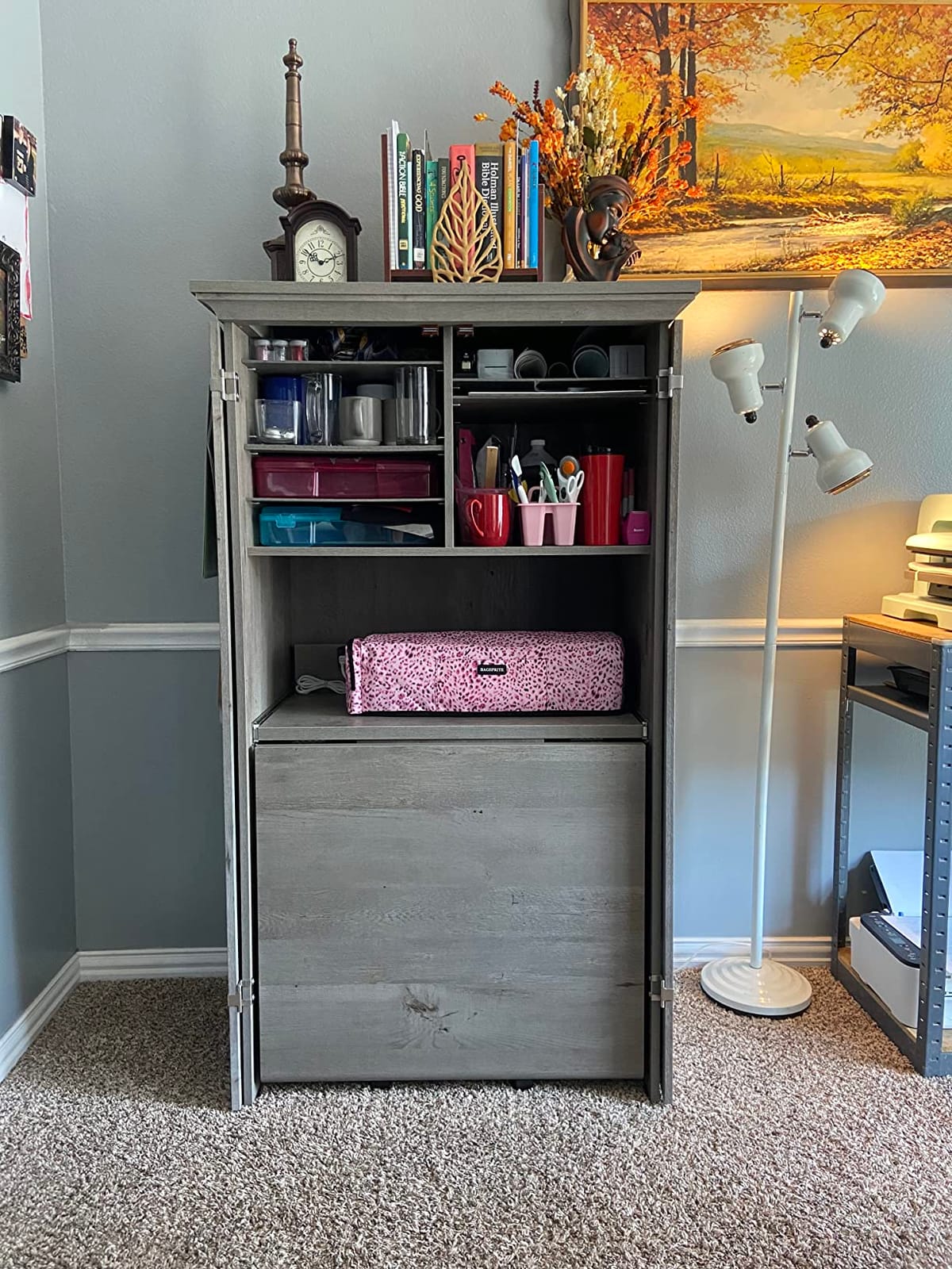 Sauder Miscellaneous Storage Craft & Sewing Armoire, Pacific Maple finish customer photo 2