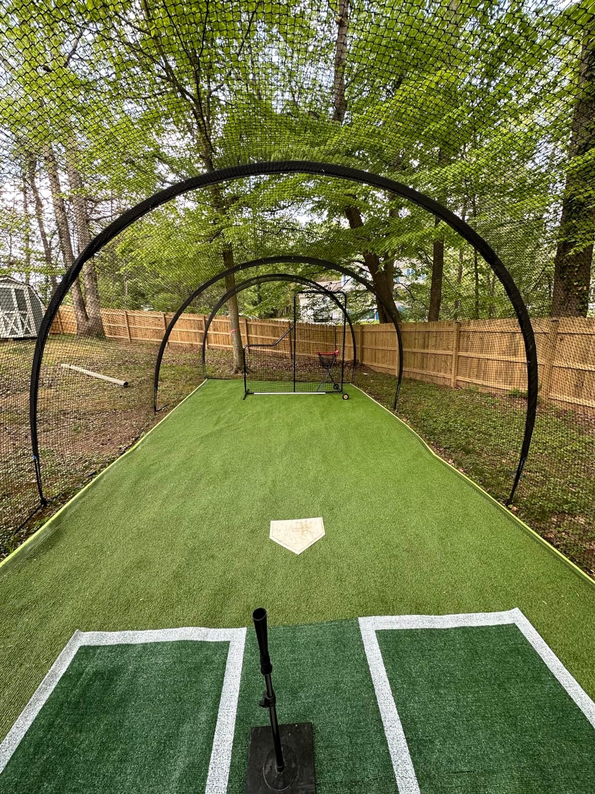 Upgrade 30FT Baseball and Softball Batting Cage Net and Frame, Large Batting Cages Net with Steel Frame for Home - Backyard Batting Cage with Pitching Backstop and Carry Bag customer photo 1