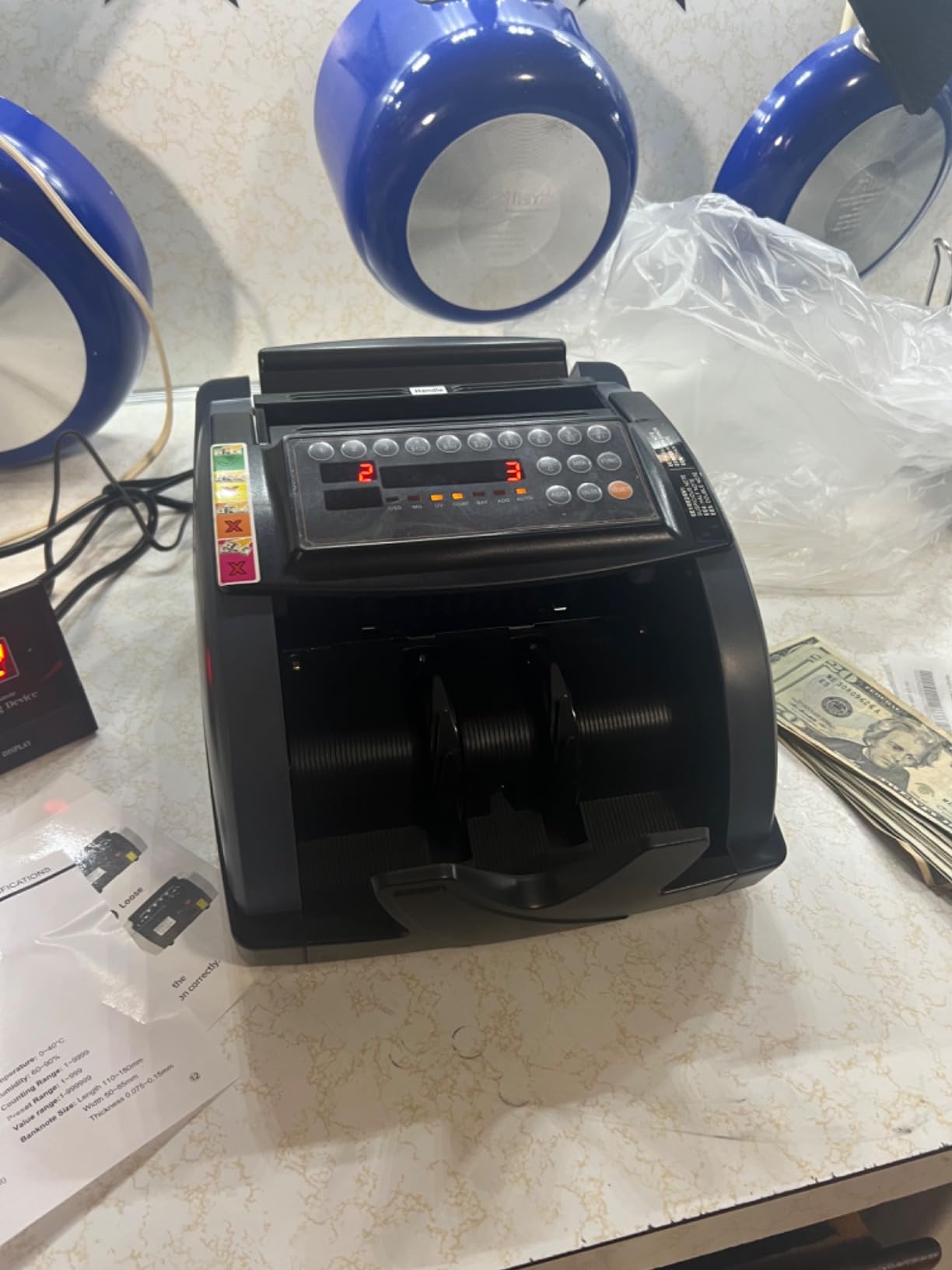 Aneken Money Counter with Value Count, 1300 Bills/Min for USD & EUR customer photo 2