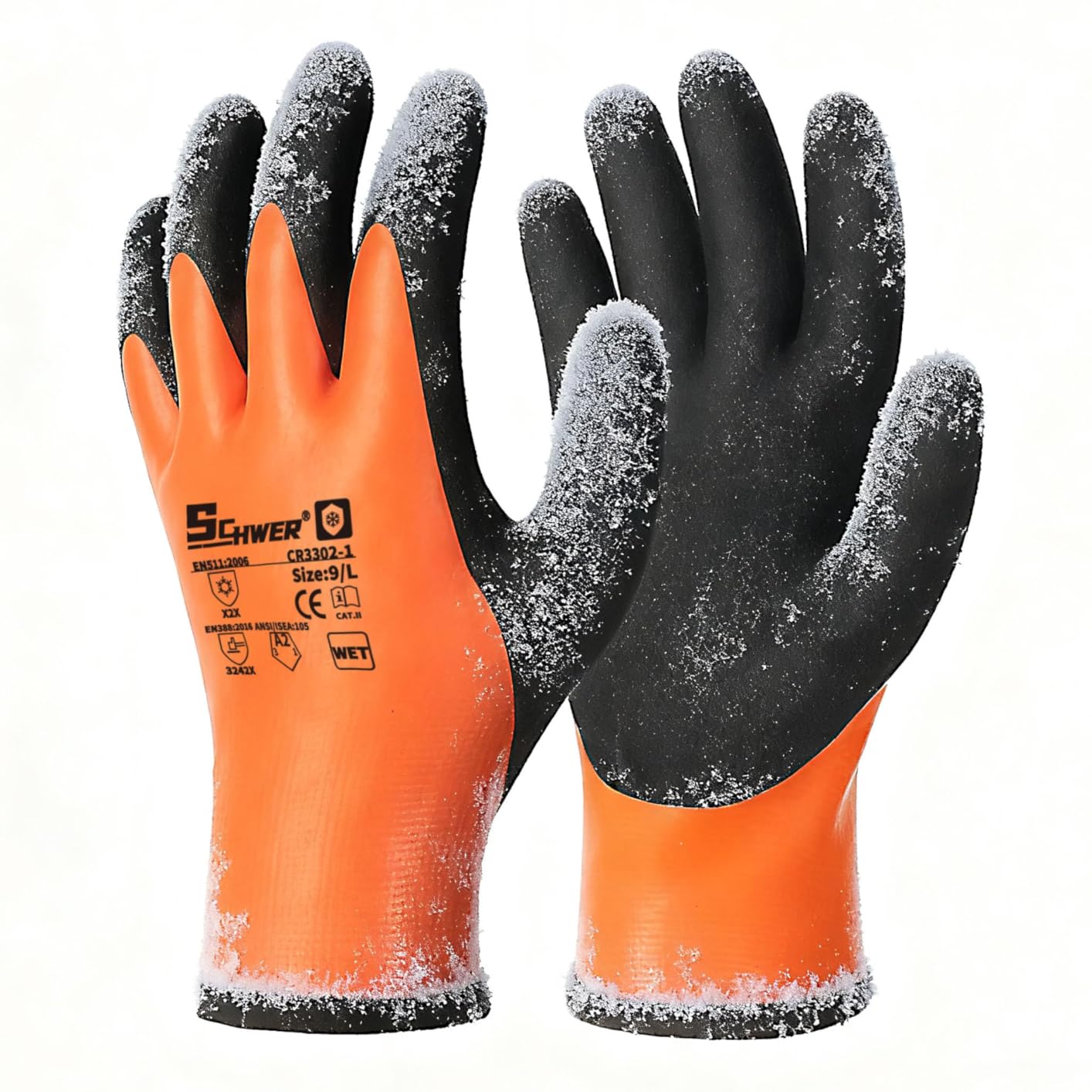 Schwer 2 Pairs 100% Waterproof Winter Work Gloves Latex Coated, CR3302-1, L customer photo 2